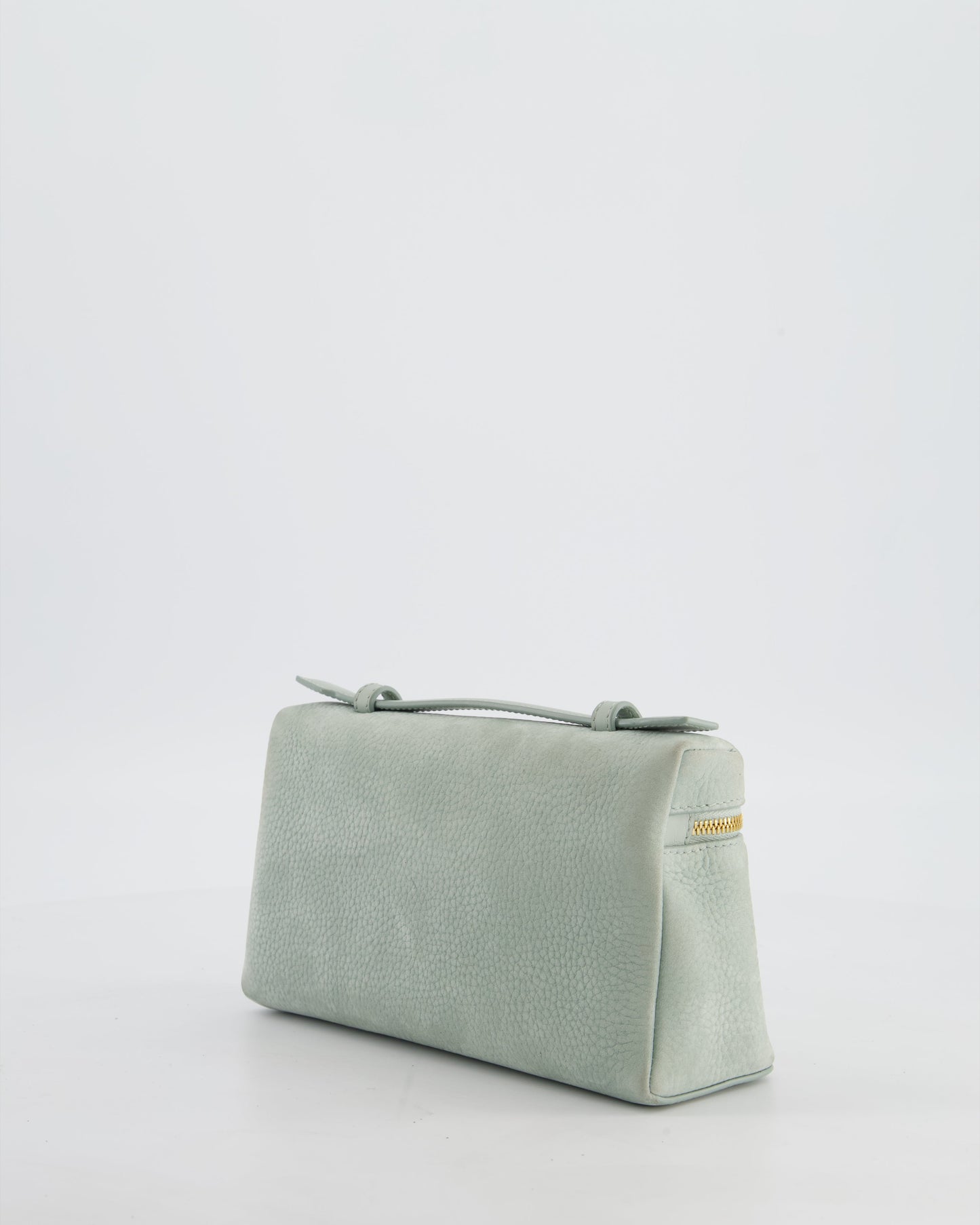 *HOT* Loro Piana Pale Blue Nubuck Leather L19 Extra Pocket Pouch Bag with Gold Hardware