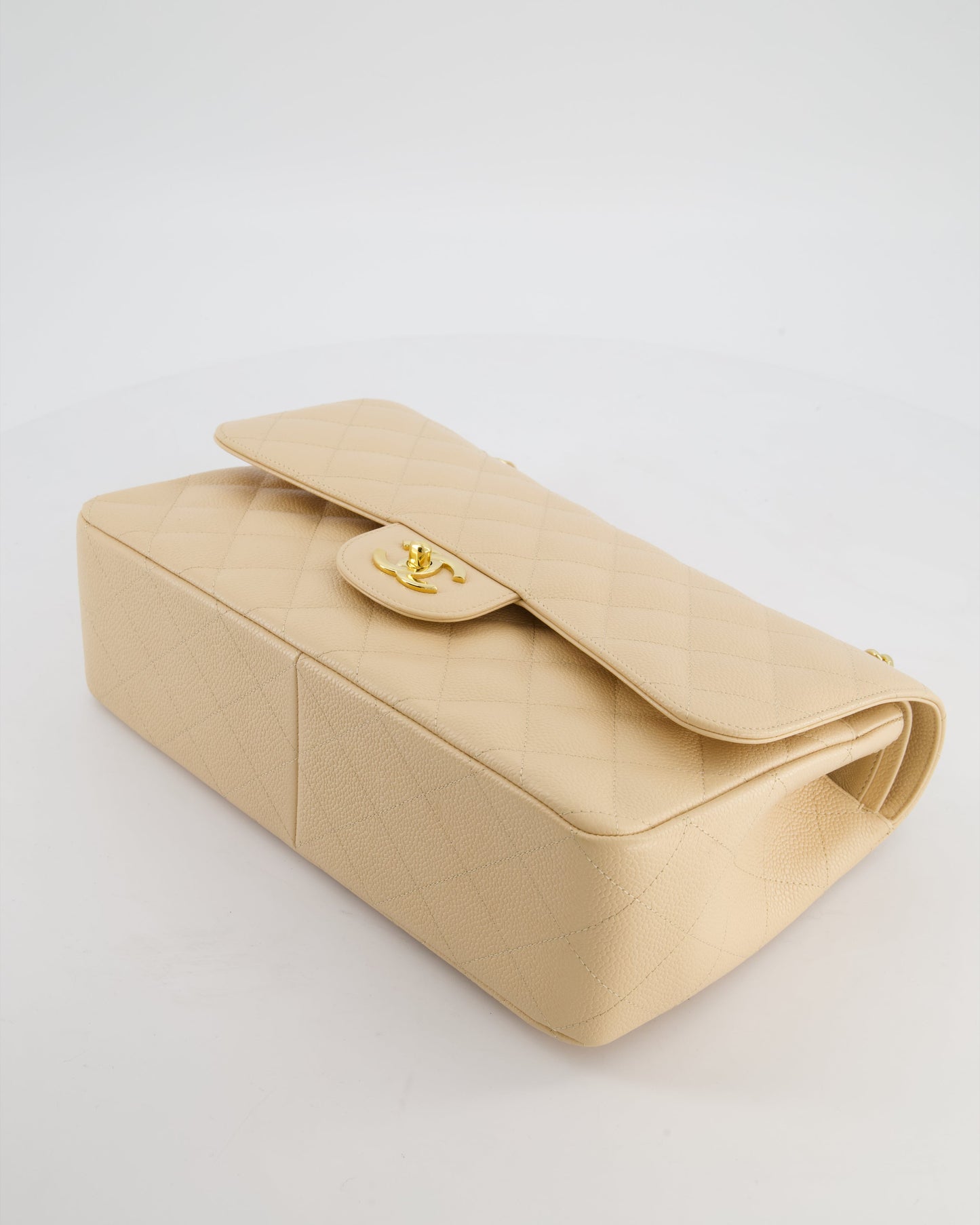 *HOT* Chanel Beige Jumbo Classic Double Flap Bag in Caviar Leather with Gold Hardware RRP £9,540