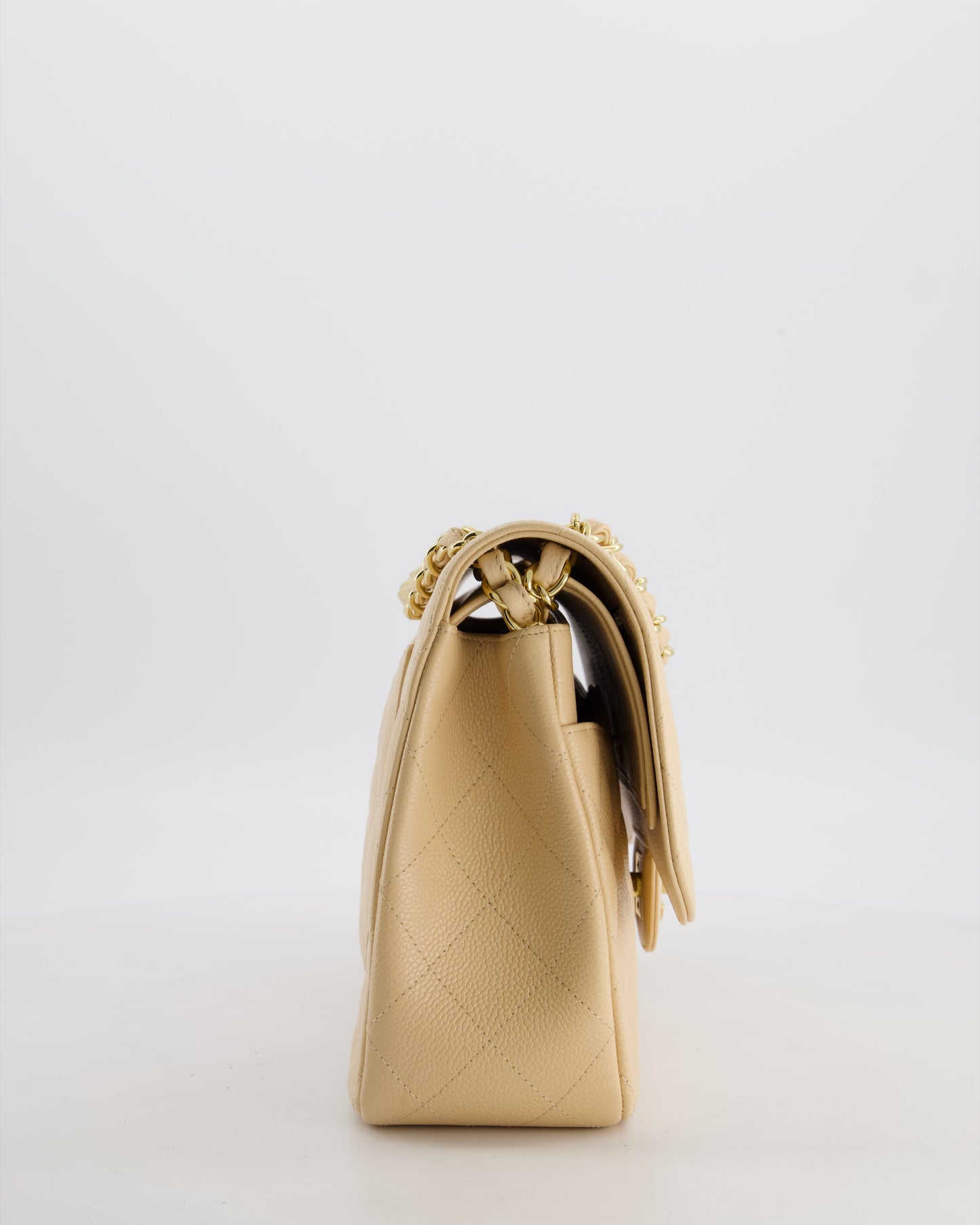 *HOT* Chanel Beige Jumbo Classic Double Flap Bag in Caviar Leather with Gold Hardware RRP £9,540