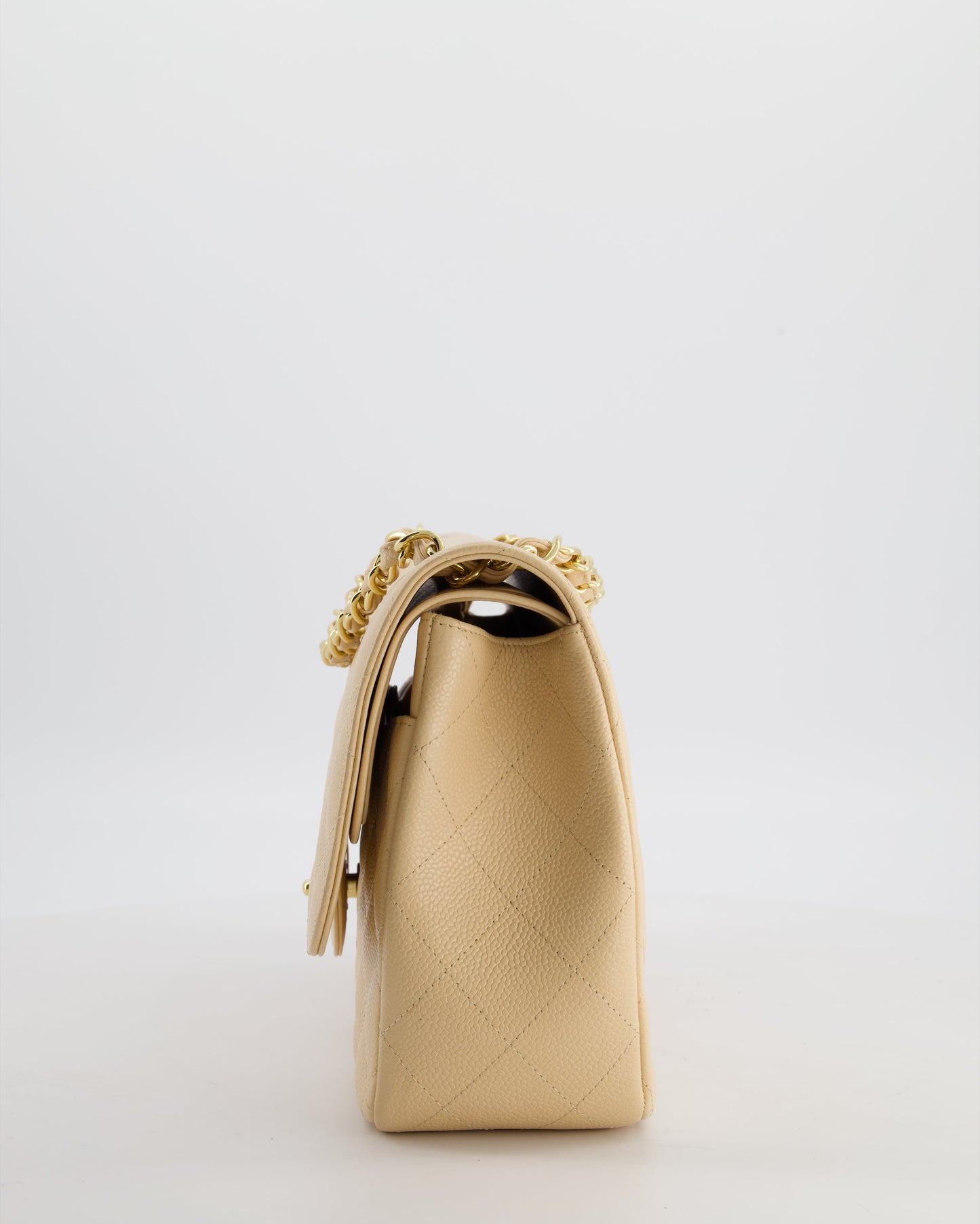 *HOT* Chanel Beige Jumbo Classic Double Flap Bag in Caviar Leather with Gold Hardware RRP £9,540