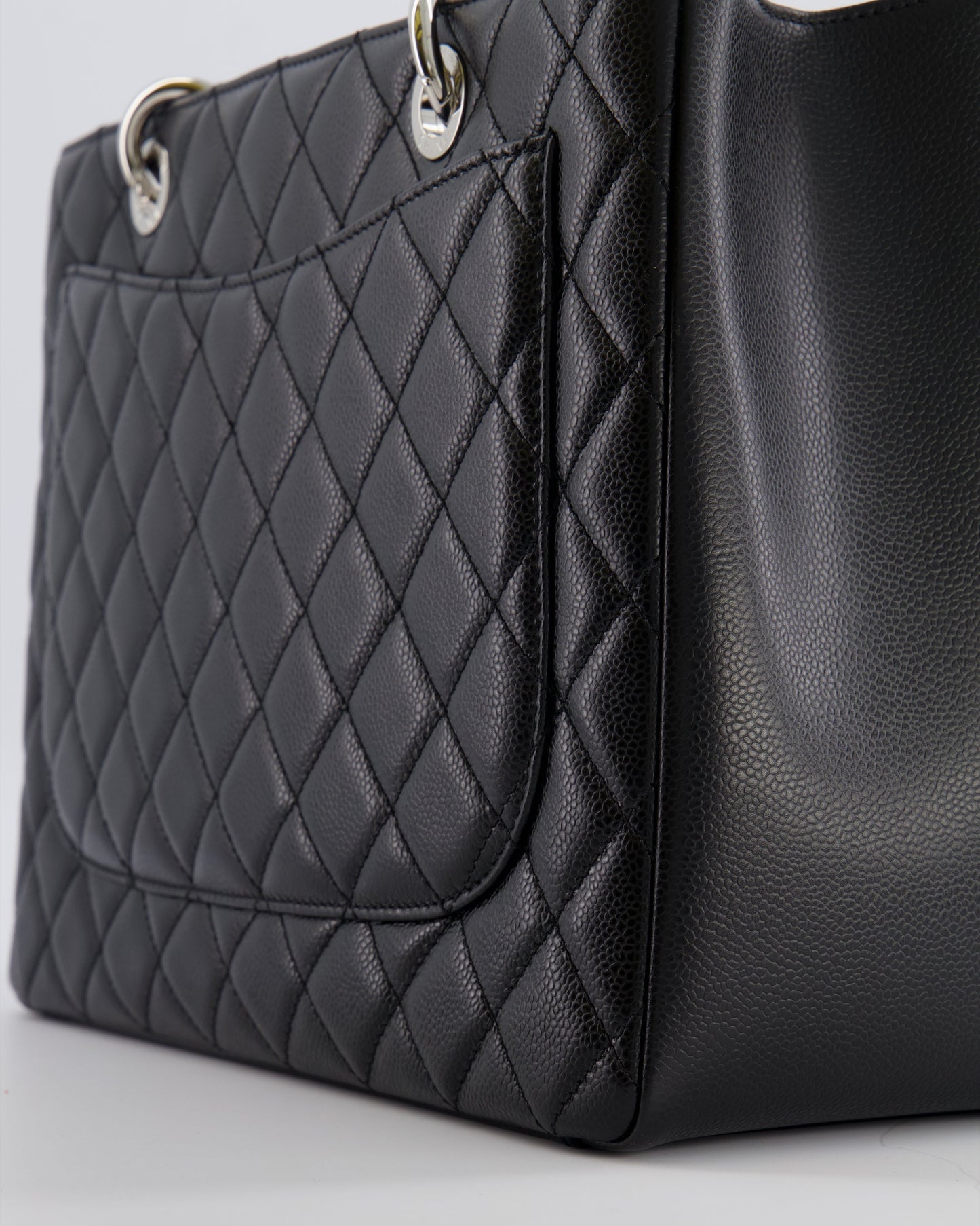 *AMAZING SHAPE* Chanel Grand Shopping Tote GST Bag in Black Caviar Leather with Silver Hardware