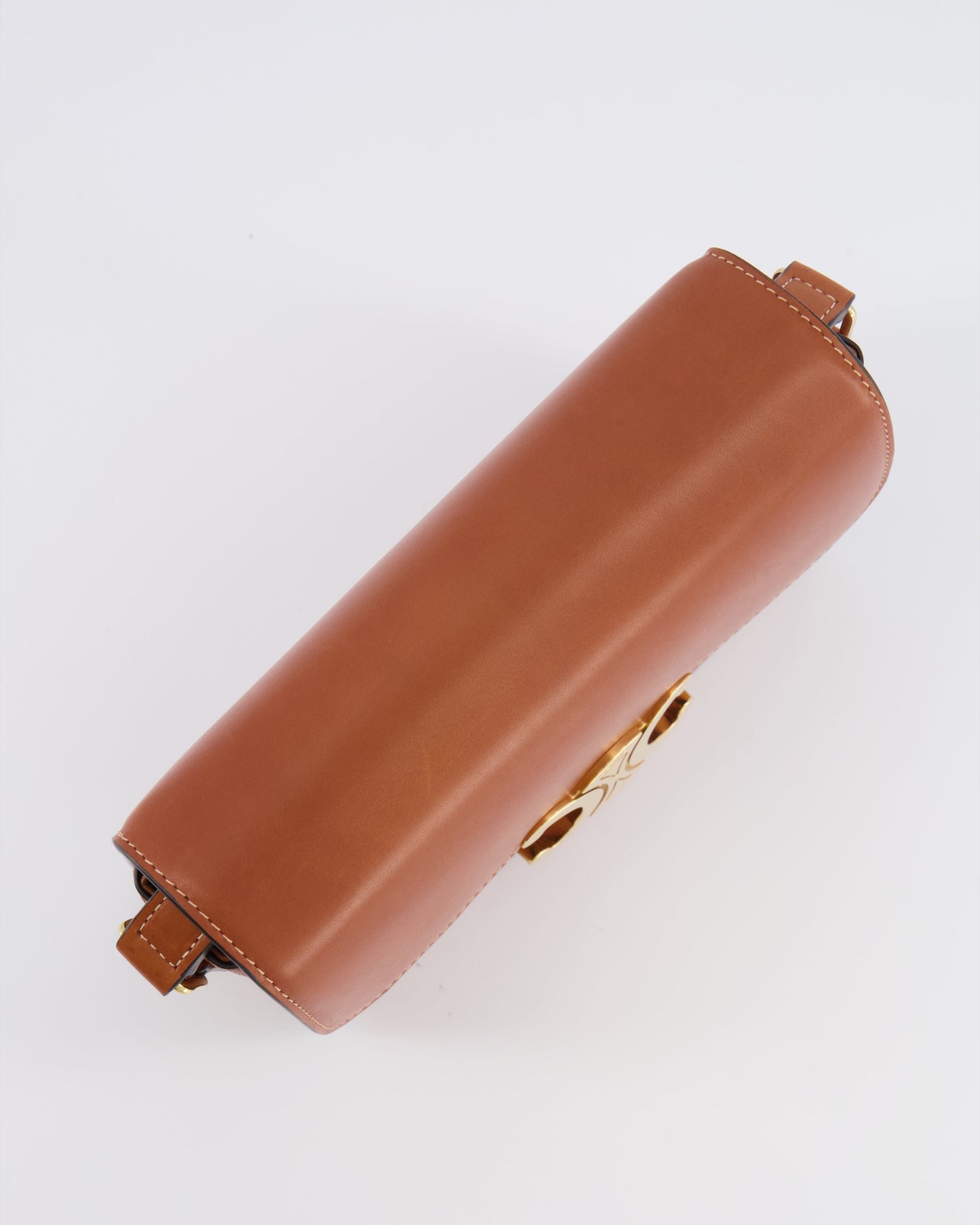 Celine Brown Calfskin Leather Teen Triomphe Bag with Gold Hardware RRP £3150