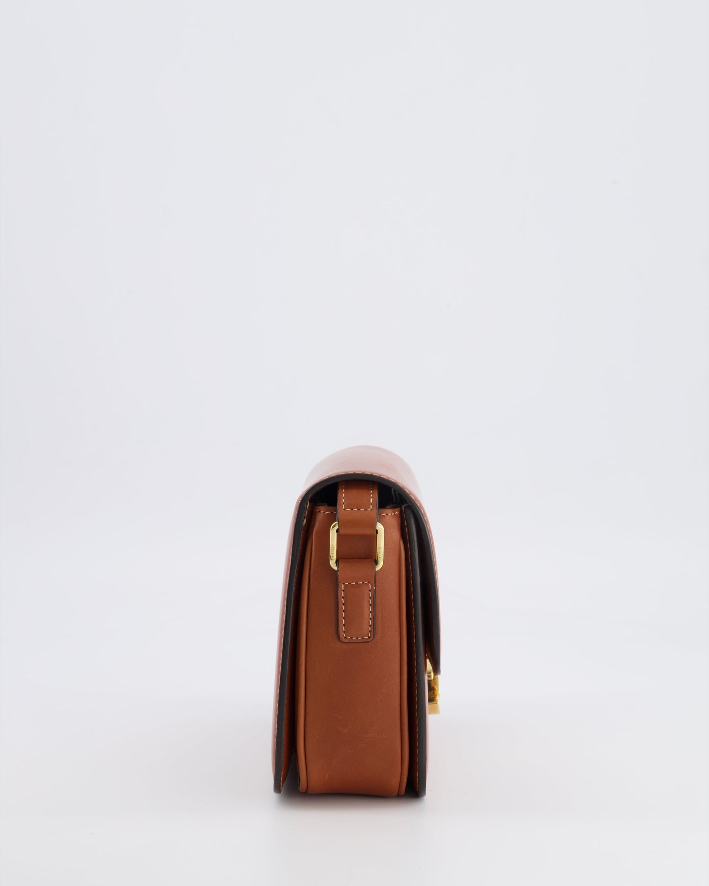 Celine Brown Calfskin Leather Teen Triomphe Bag with Gold Hardware RRP £3150