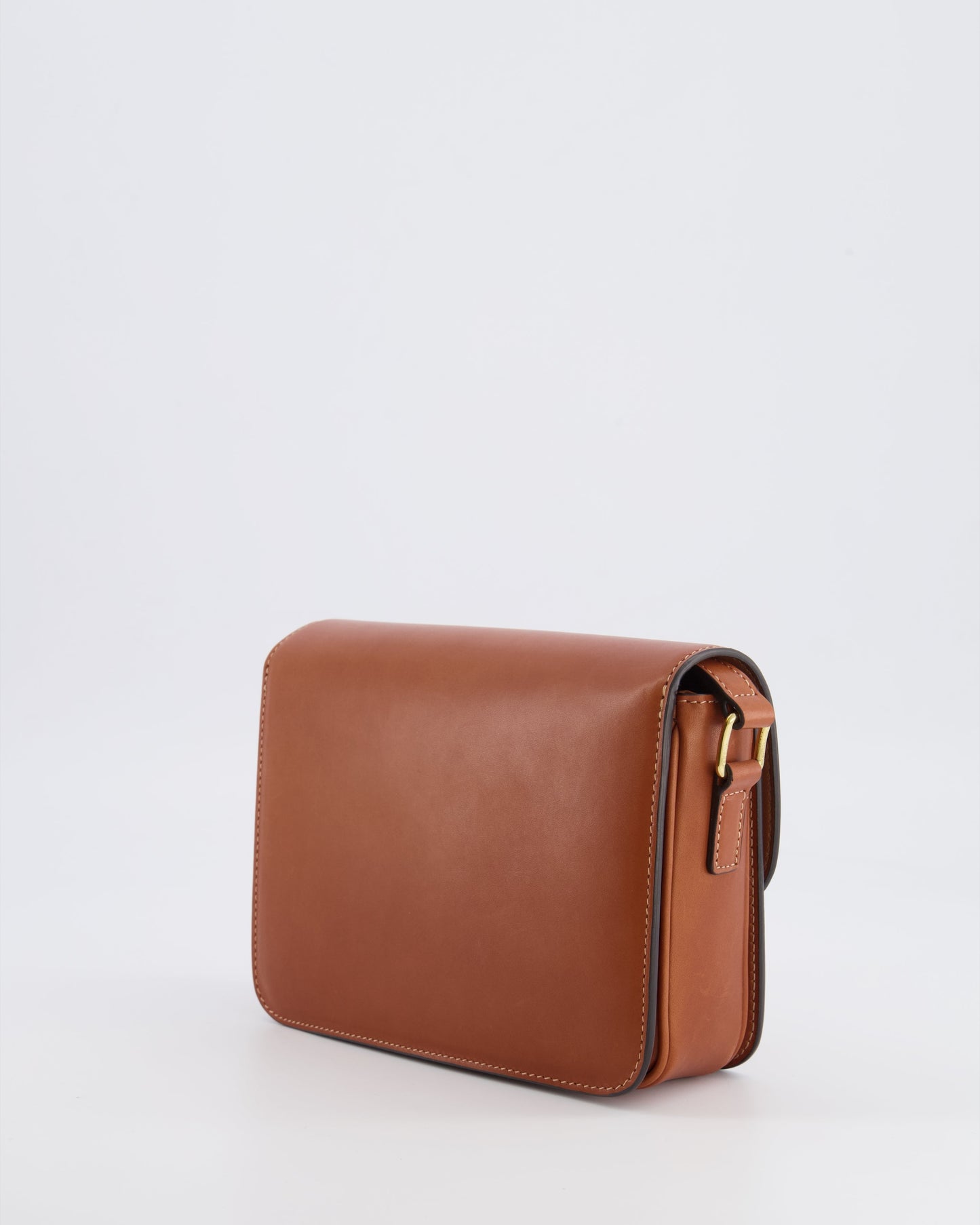 Celine Brown Calfskin Leather Teen Triomphe Bag with Gold Hardware RRP £3150