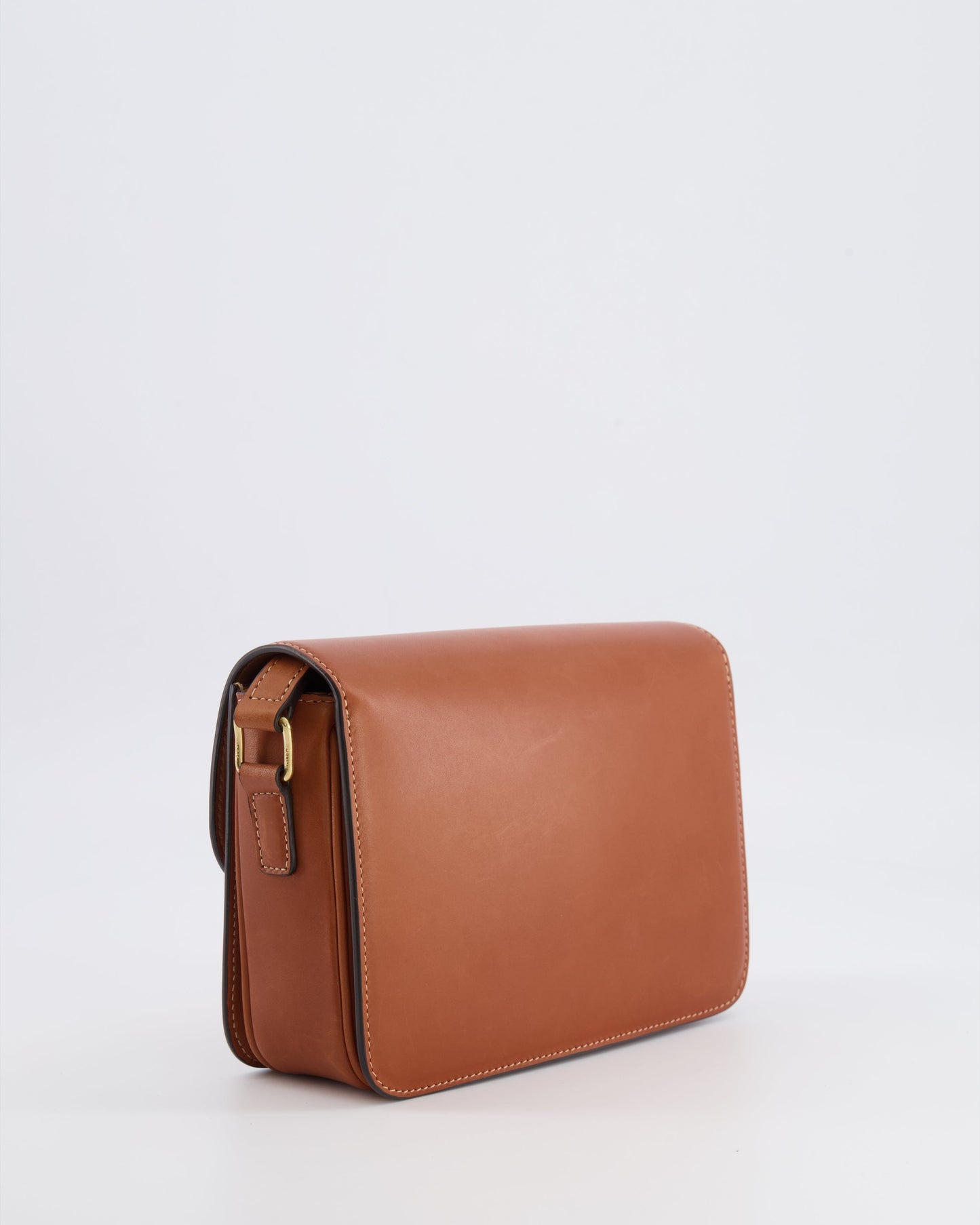 Celine Brown Calfskin Leather Teen Triomphe Bag with Gold Hardware RRP £3150