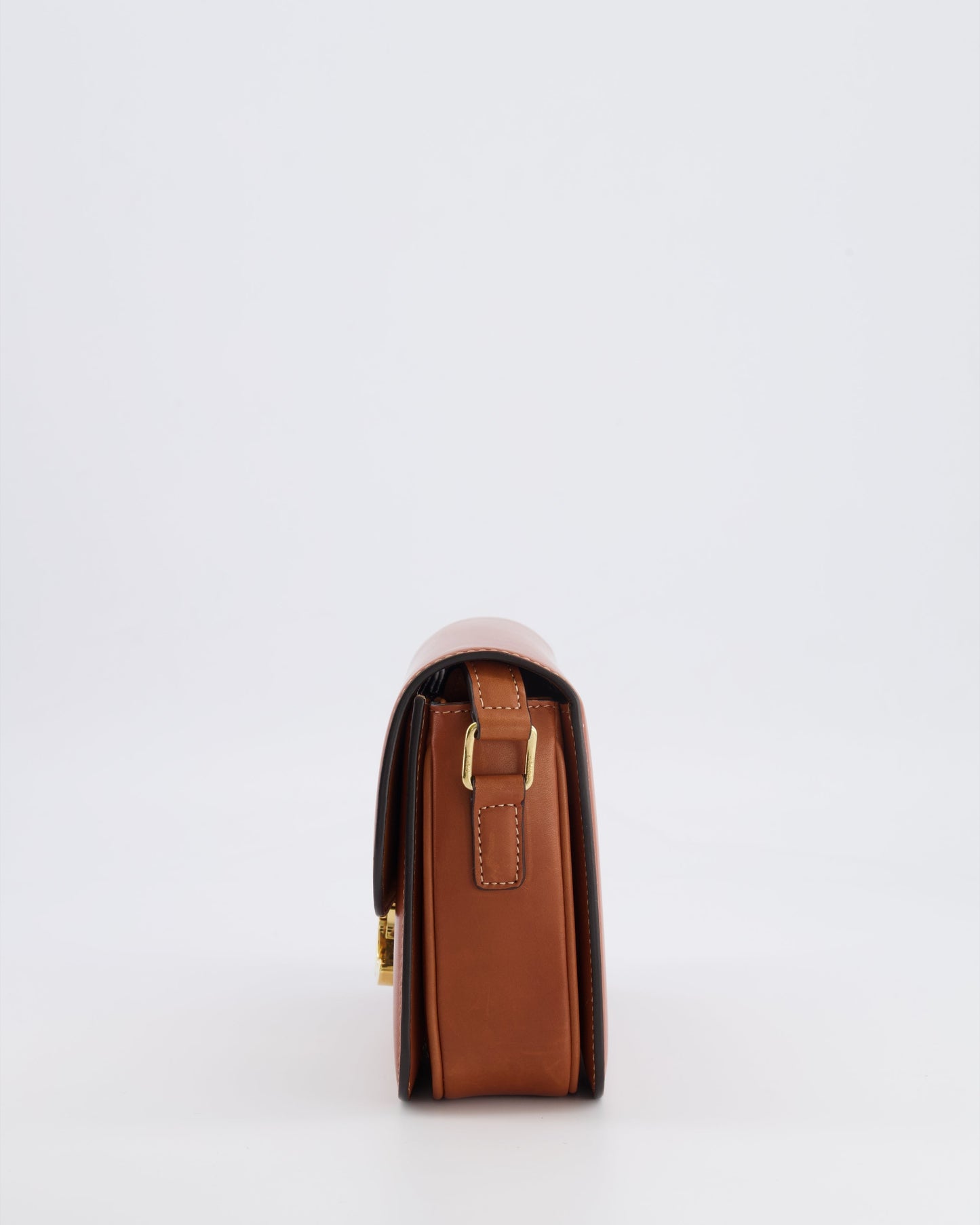 Celine Brown Calfskin Leather Teen Triomphe Bag with Gold Hardware RRP £3150
