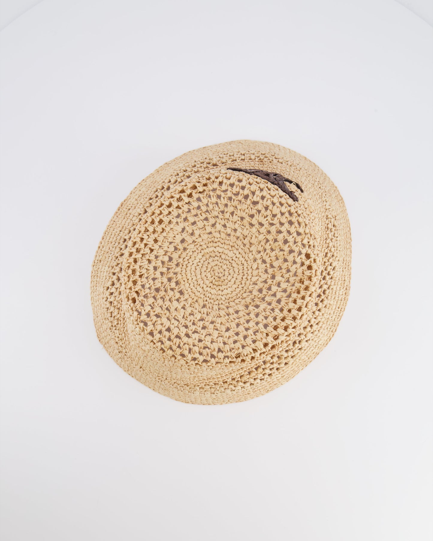 Celine Beige Raffia Triomphe Bucket Hat with Brown Logo Detail Size S RRP £595