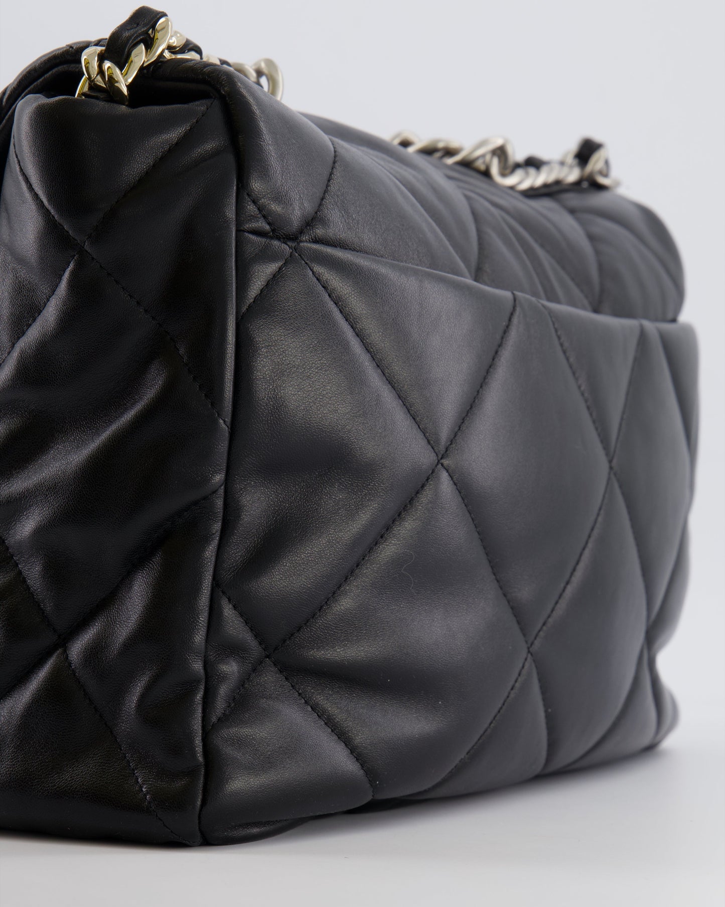 Chanel Black Maxi 19 Bag in Quilted Goatskin Leather with Mixed Hardware