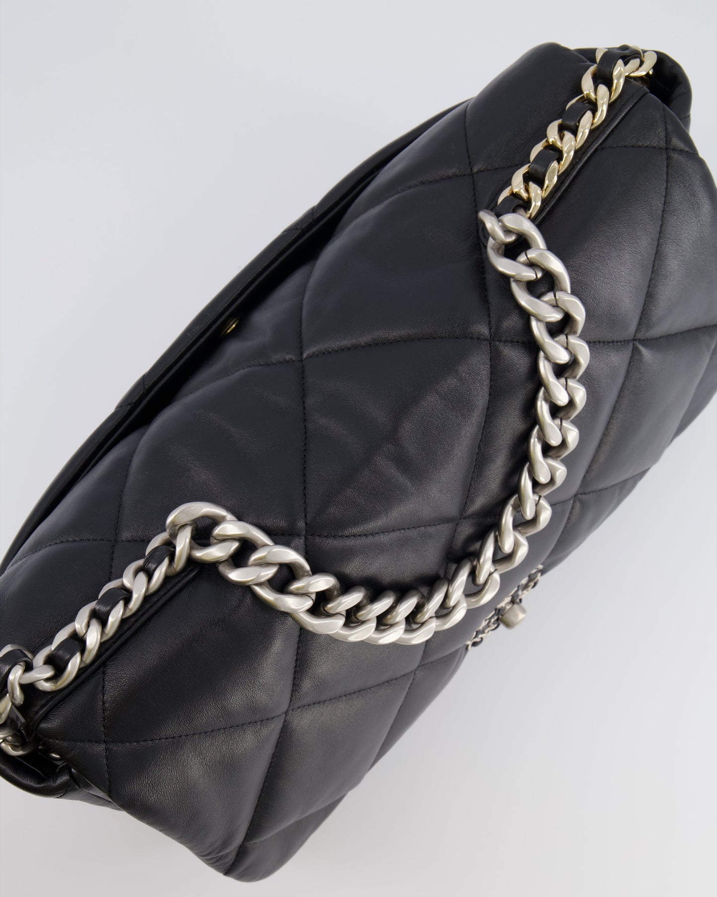 Chanel Black Maxi 19 Bag in Quilted Goatskin Leather with Mixed Hardware