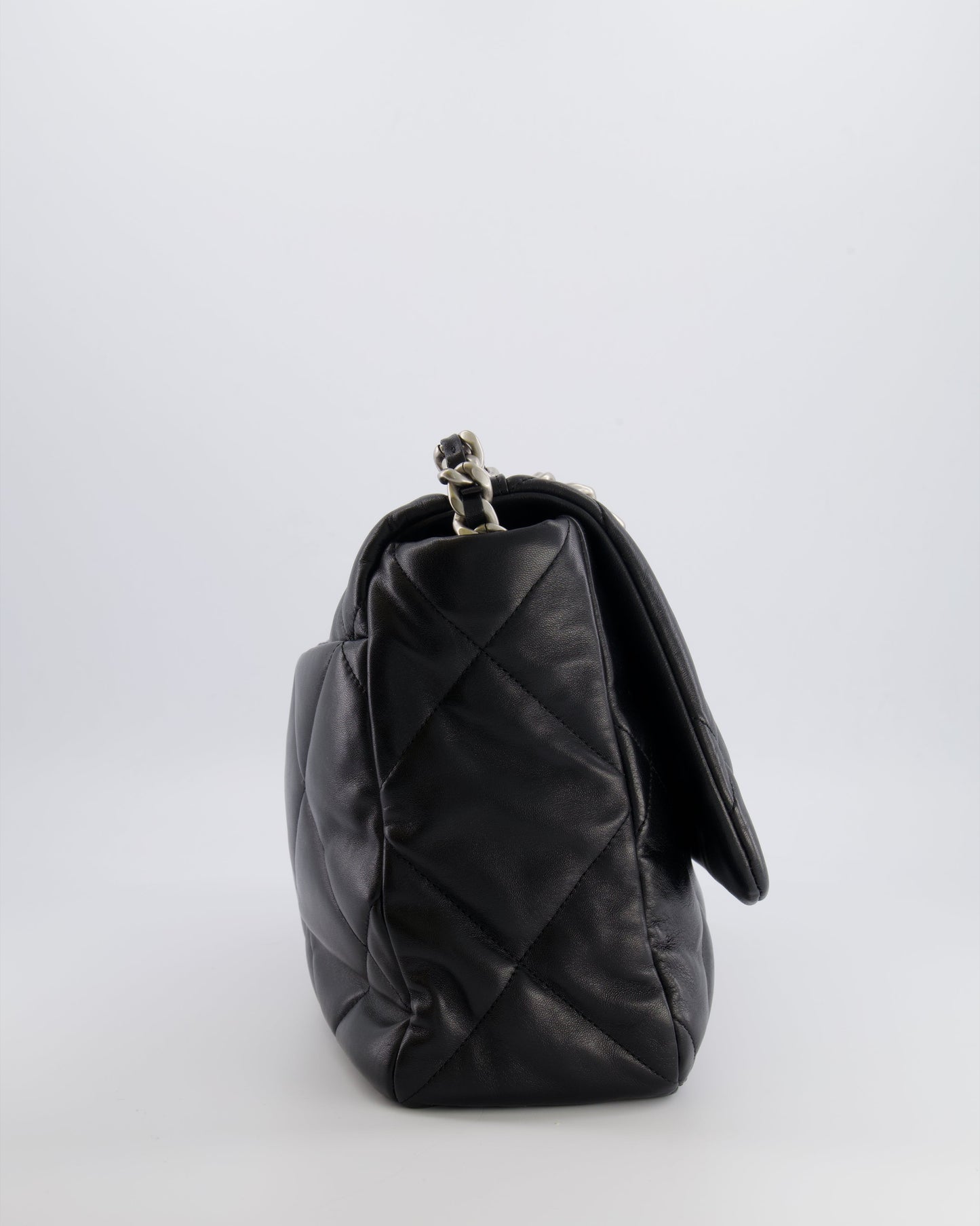 Chanel Black Maxi 19 Bag in Quilted Goatskin Leather with Mixed Hardware