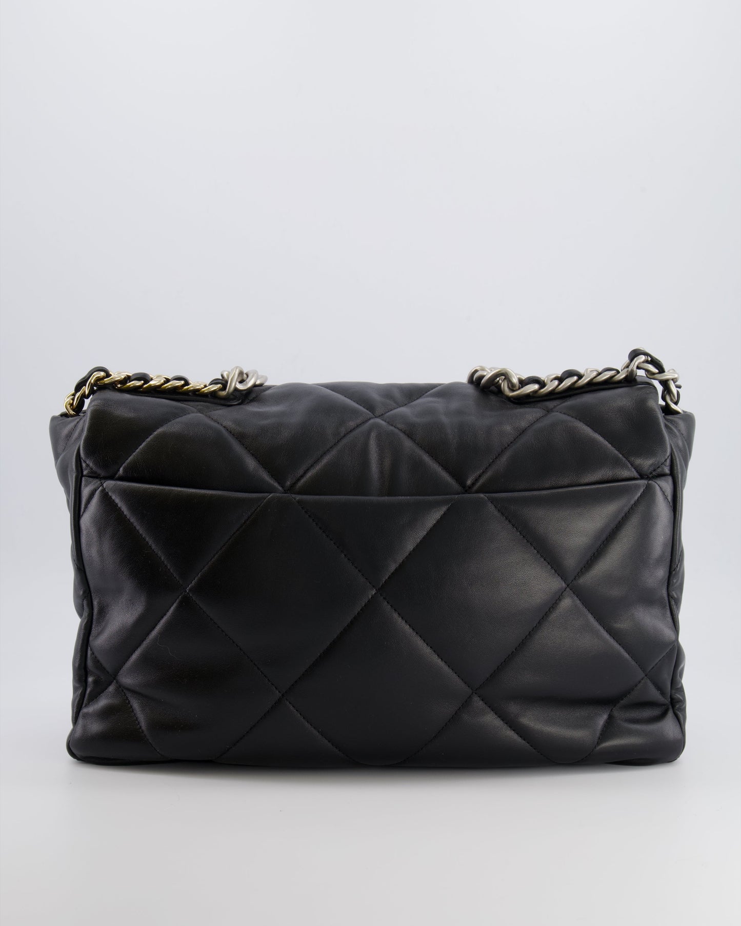 Chanel Black Maxi 19 Bag in Quilted Goatskin Leather with Mixed Hardware