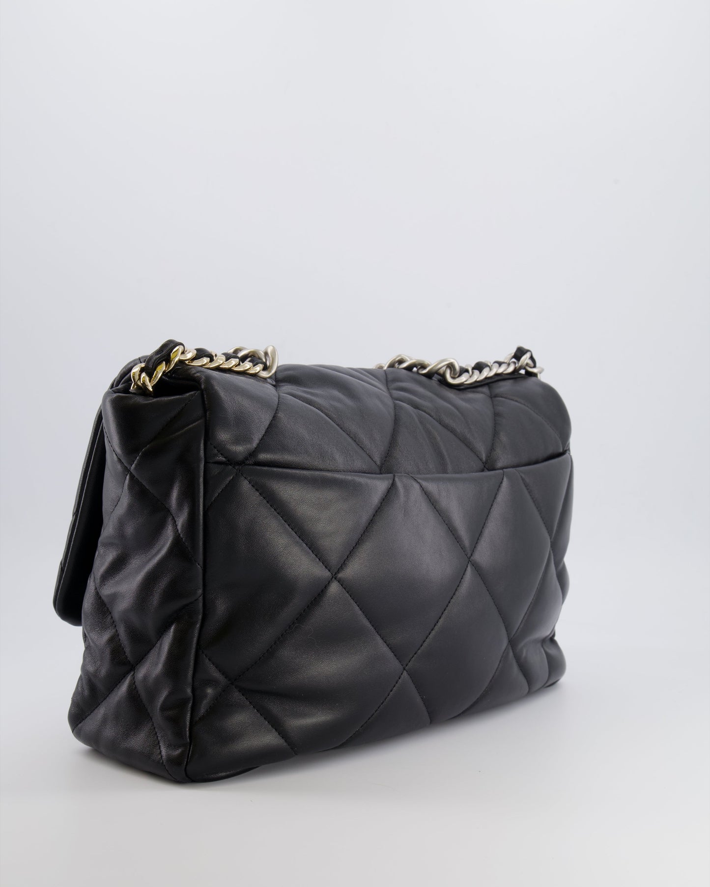 Chanel Black Maxi 19 Bag in Quilted Goatskin Leather with Mixed Hardware