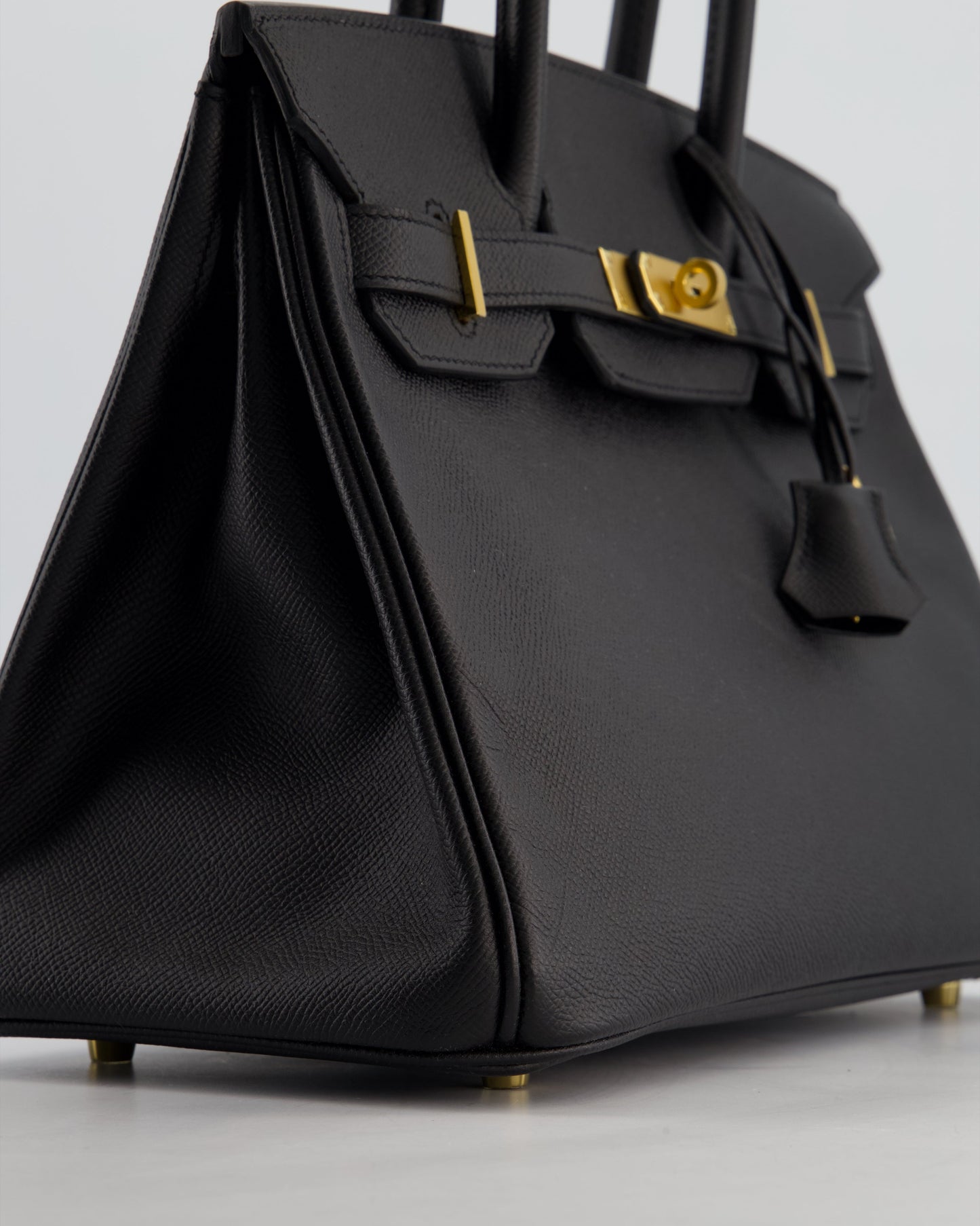 *HOT* Hermès Birkin 30 Retourne Bag in Noir Epsom Leather with Gold Hardware