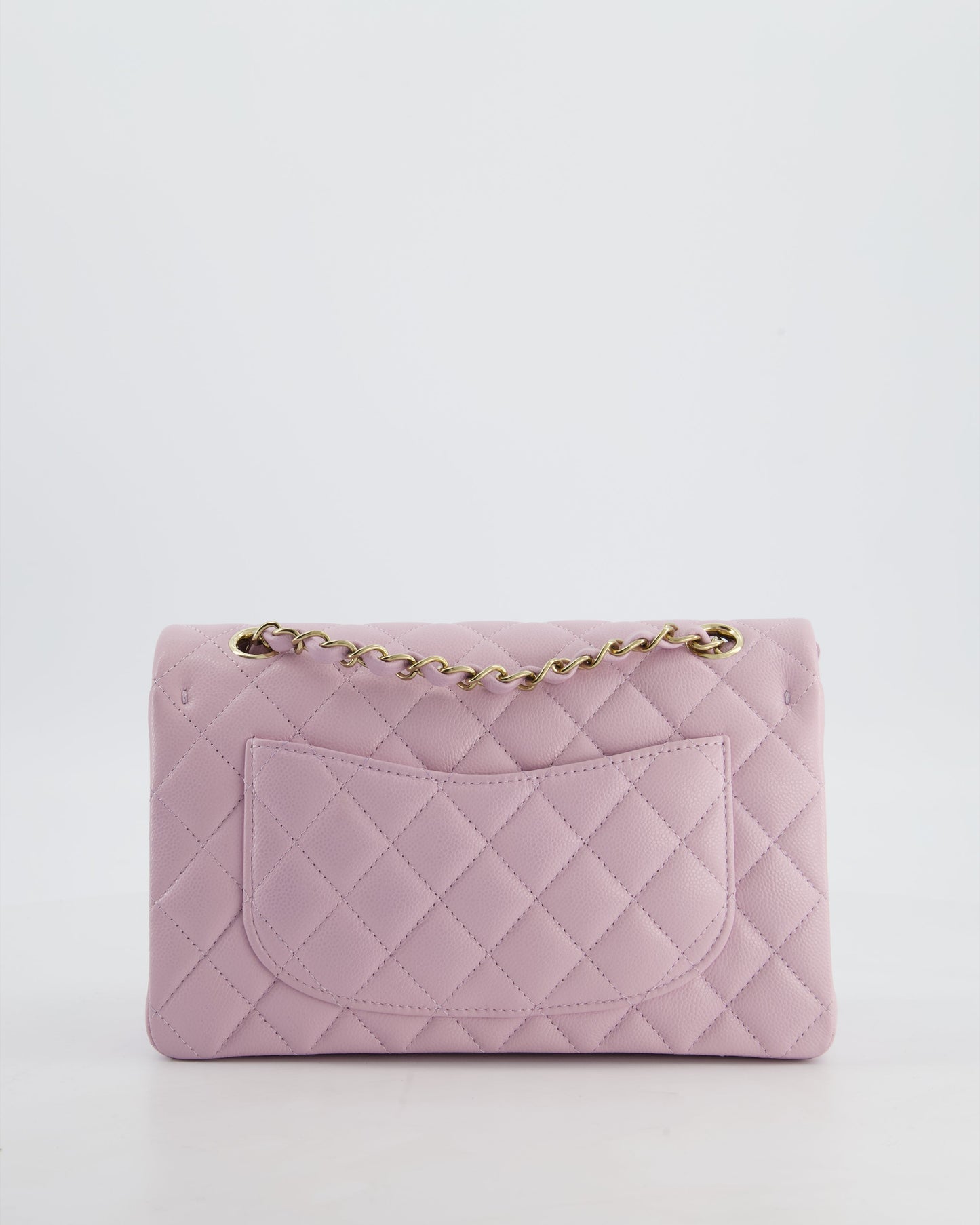 *HOT* Chanel Small Classic Double Flap Bag in Lilac Caviar Leather with Champagne Gold Hardware