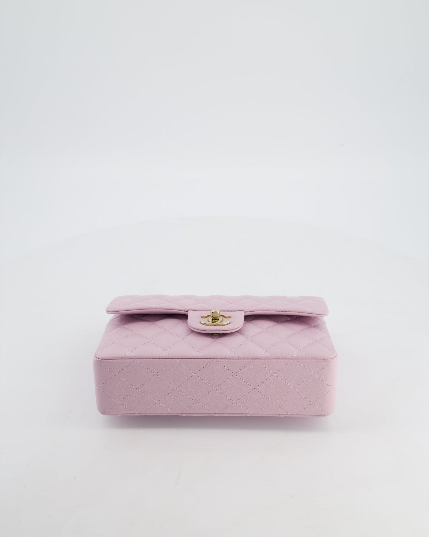 *HOT* Chanel Small Classic Double Flap Bag in Lilac Caviar Leather with Champagne Gold Hardware
