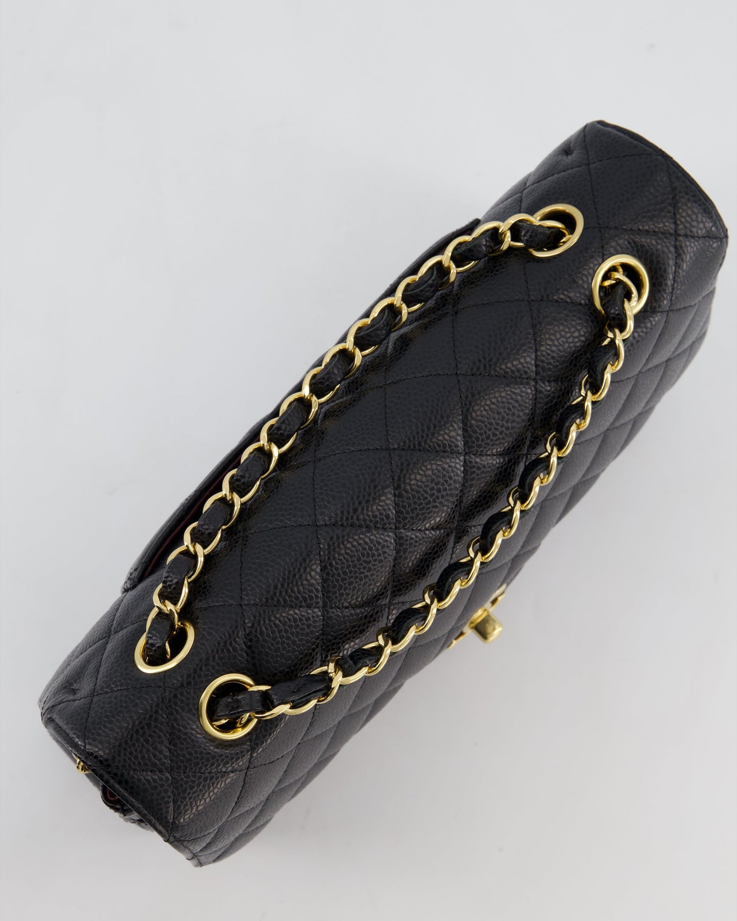 Chanel Black Medium Classic Double Flap Bag in Caviar Leather with Gold Hardware