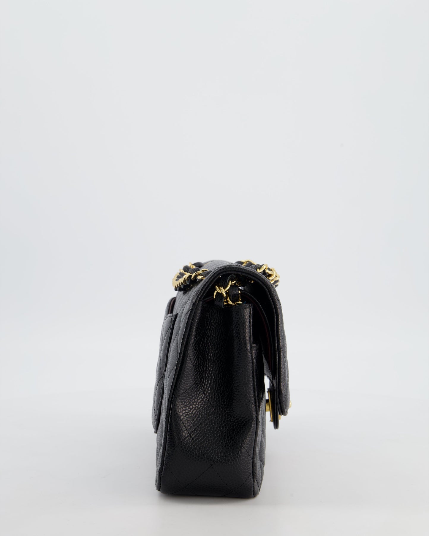 Chanel Black Medium Classic Double Flap Bag in Caviar Leather with Gold Hardware