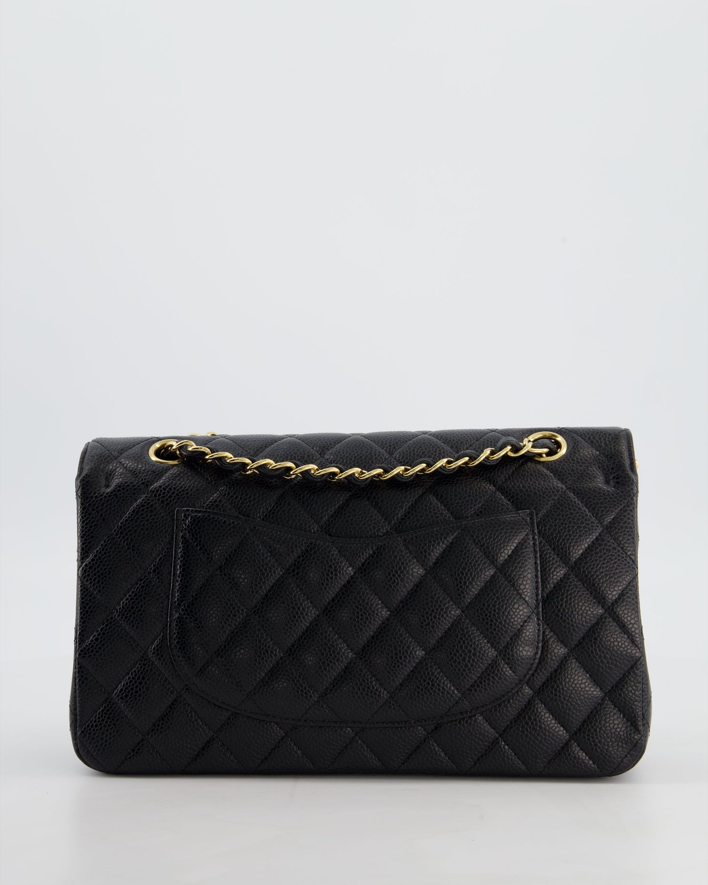 Chanel Black Medium Classic Double Flap Bag in Caviar Leather with Gold Hardware