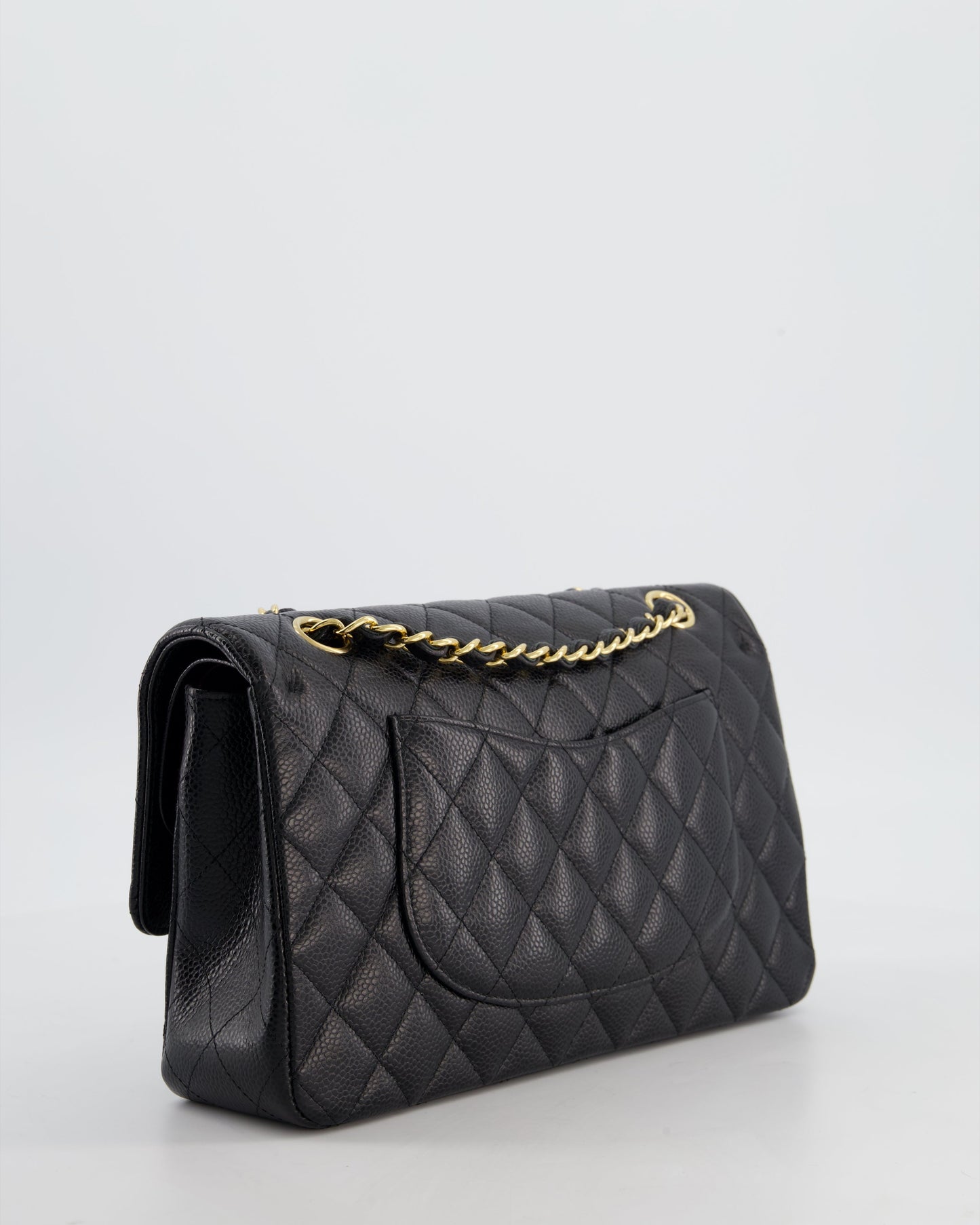 Chanel Black Medium Classic Double Flap Bag in Caviar Leather with Gold Hardware