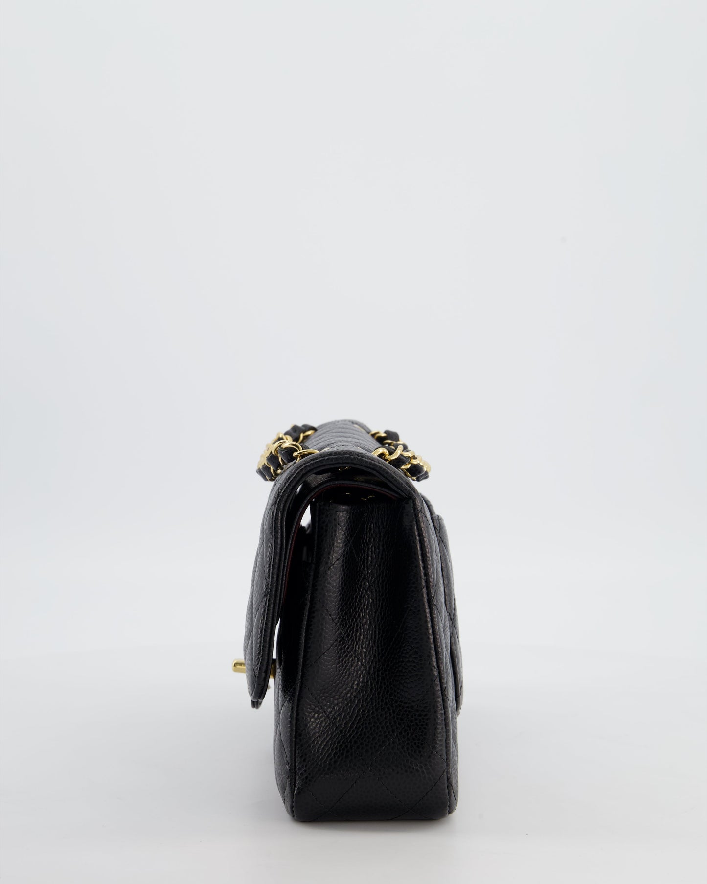 Chanel Black Medium Classic Double Flap Bag in Caviar Leather with Gold Hardware
