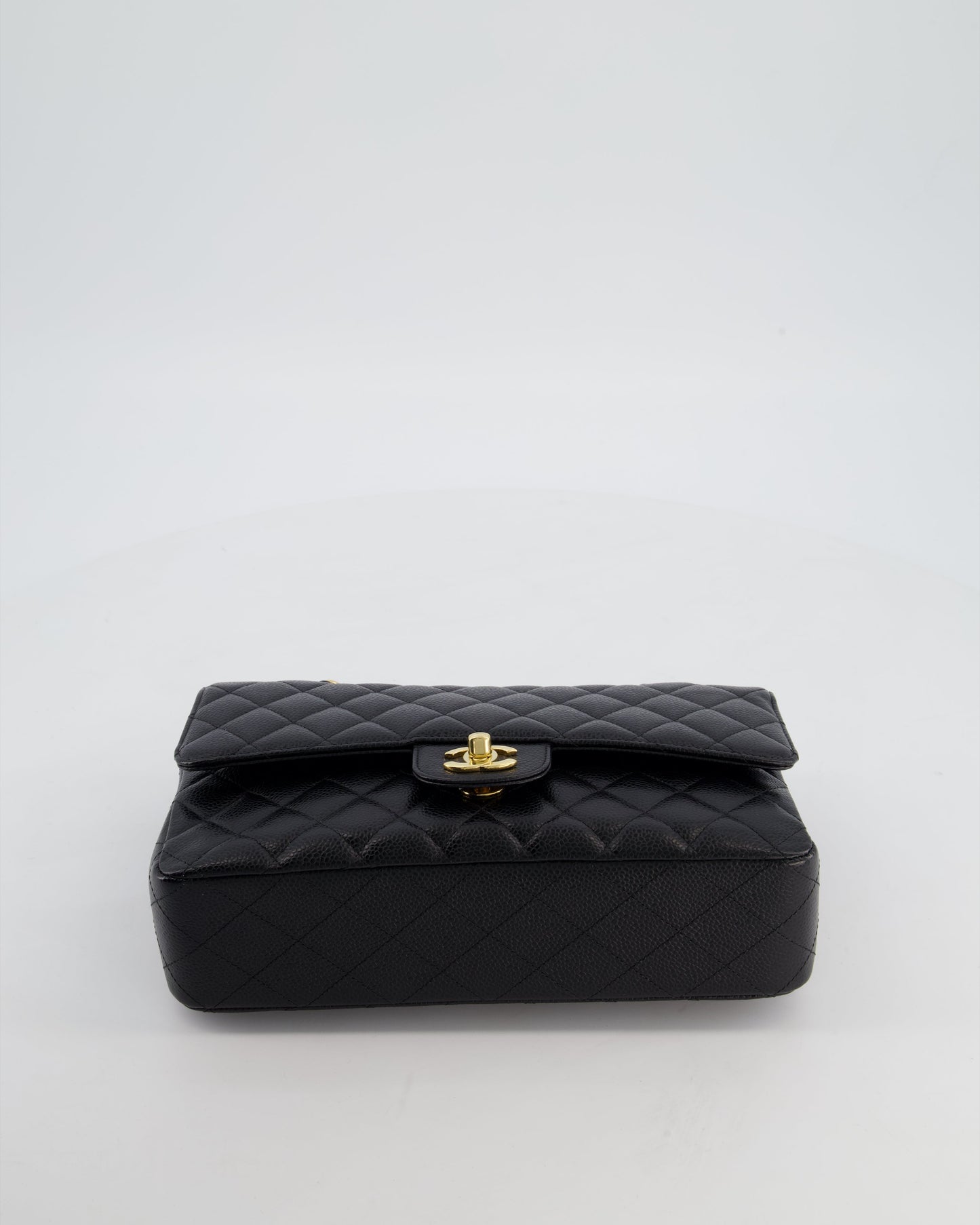 Chanel Black Medium Classic Double Flap Bag in Caviar Leather with Gold Hardware