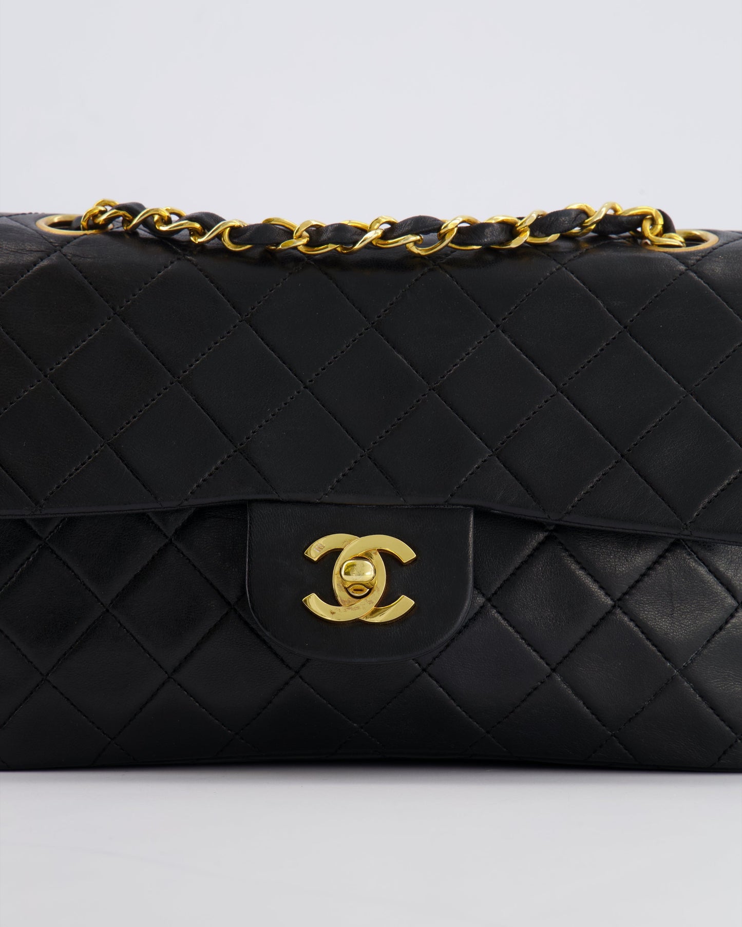 Chanel   Black Small Classic Double Flap Bag in Lambskin Leather with 24k Gold Hardware