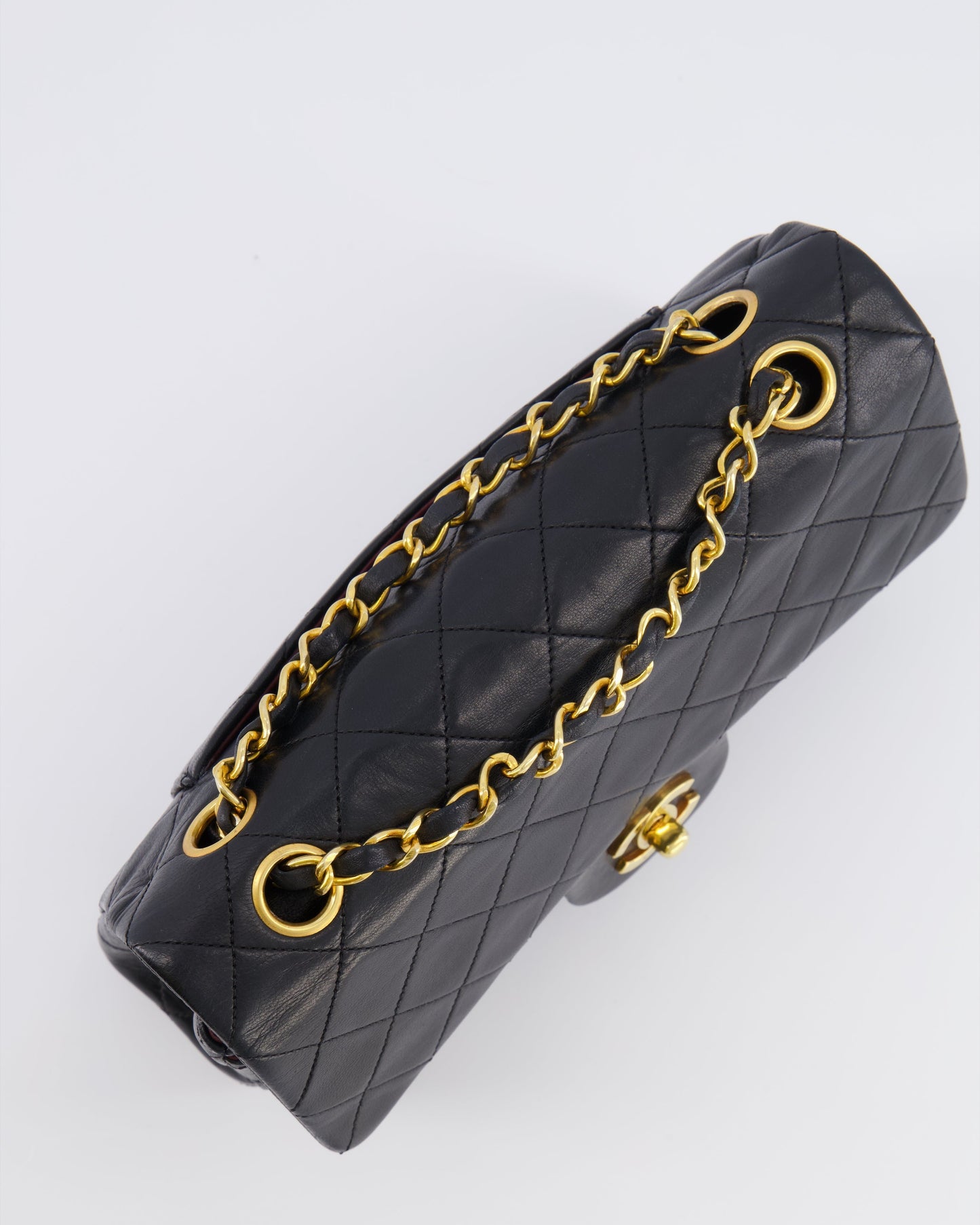 Chanel   Black Small Classic Double Flap Bag in Lambskin Leather with 24k Gold Hardware