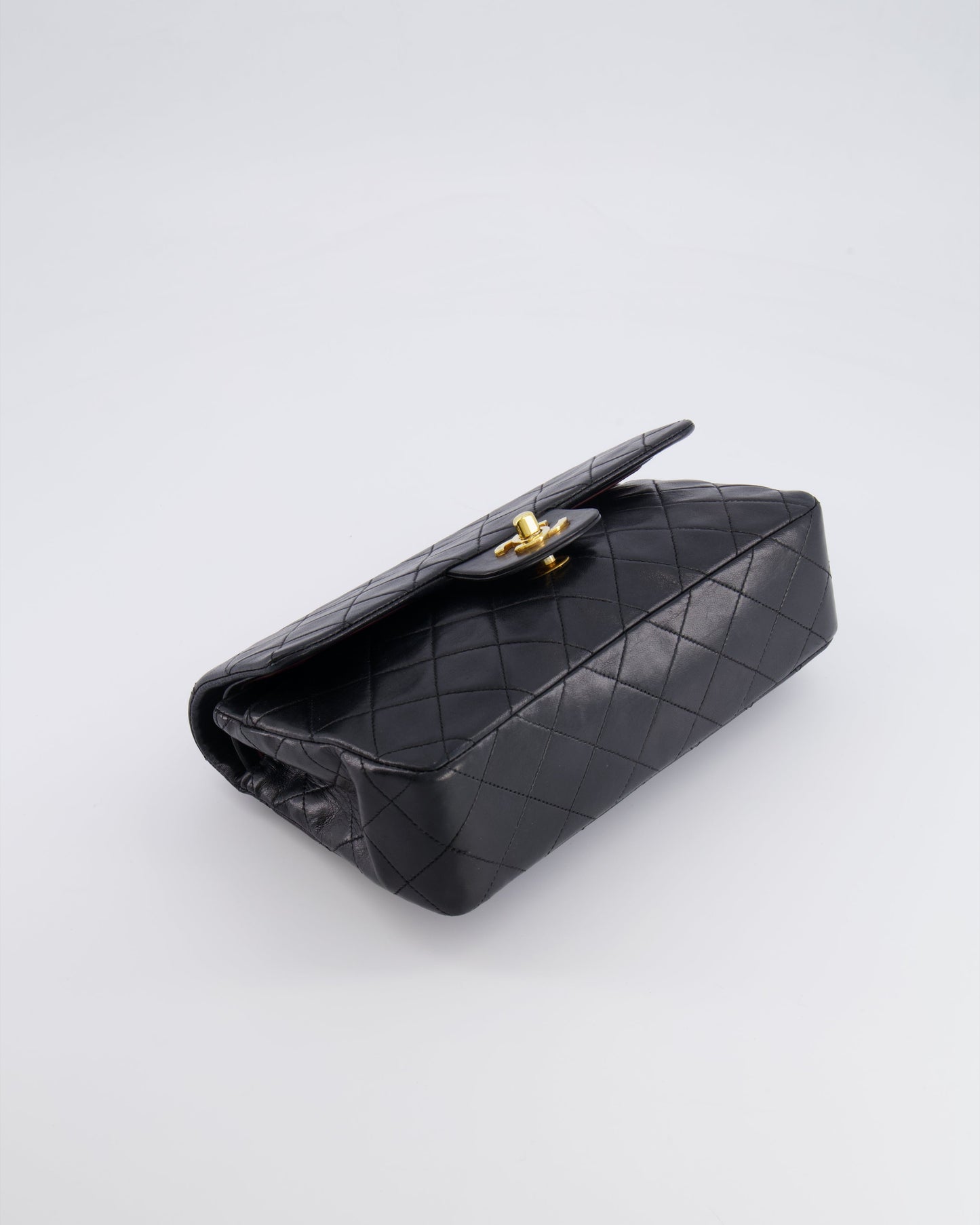 Chanel   Black Small Classic Double Flap Bag in Lambskin Leather with 24k Gold Hardware