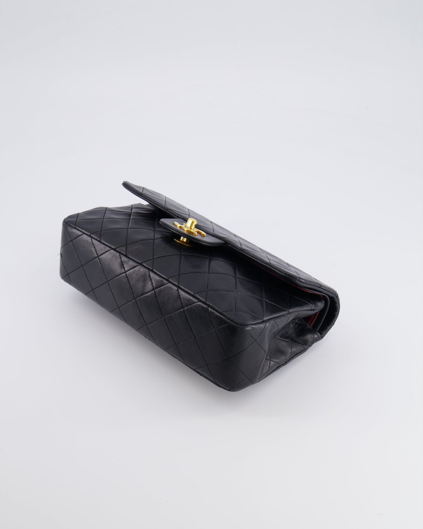 Chanel   Black Small Classic Double Flap Bag in Lambskin Leather with 24k Gold Hardware