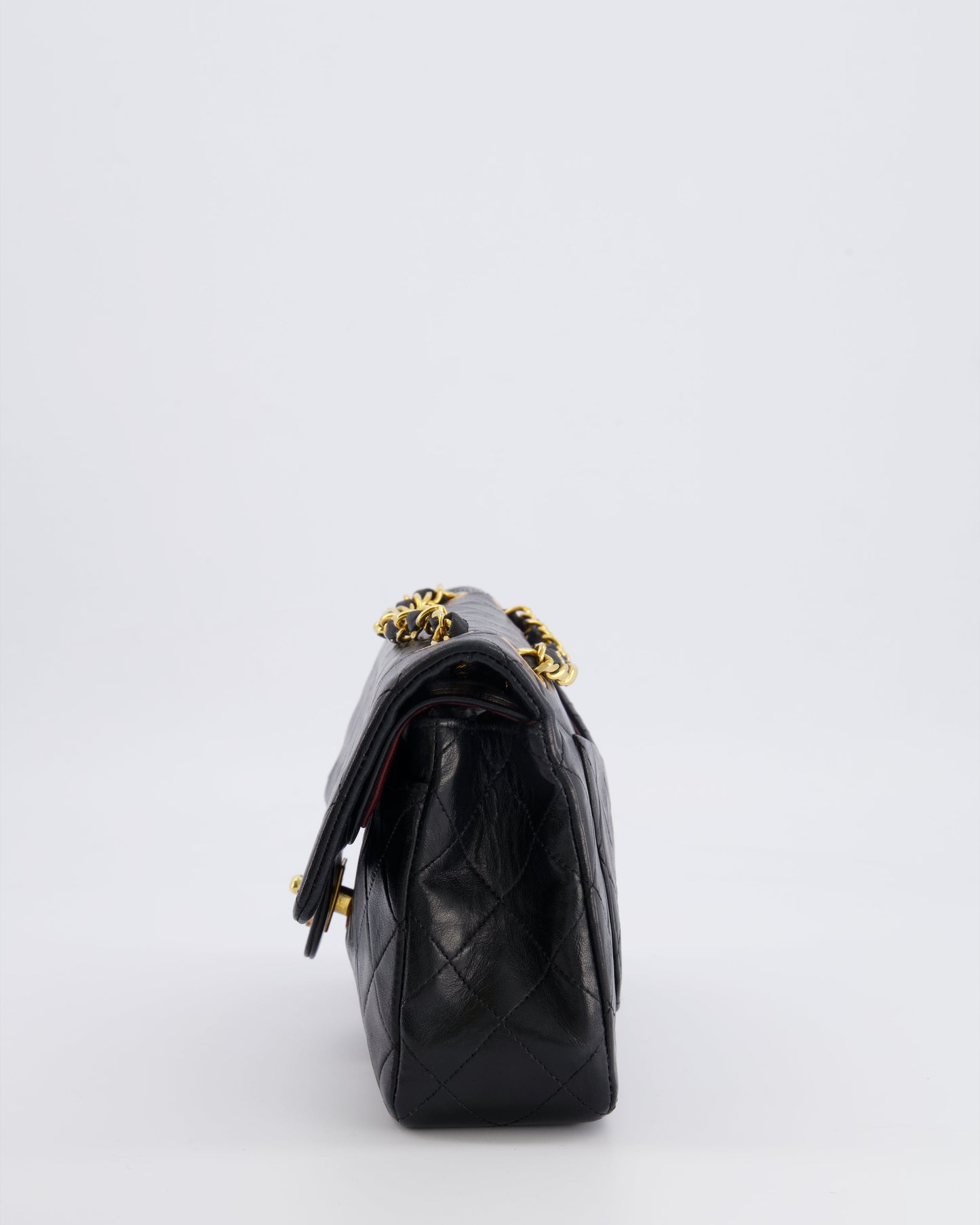 Chanel   Black Small Classic Double Flap Bag in Lambskin Leather with 24k Gold Hardware