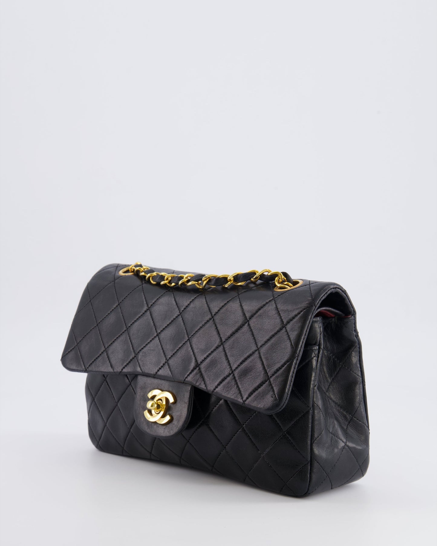Chanel   Black Small Classic Double Flap Bag in Lambskin Leather with 24k Gold Hardware
