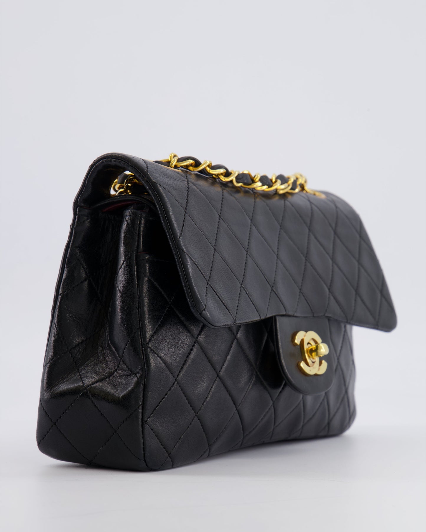 Chanel   Black Small Classic Double Flap Bag in Lambskin Leather with 24k Gold Hardware