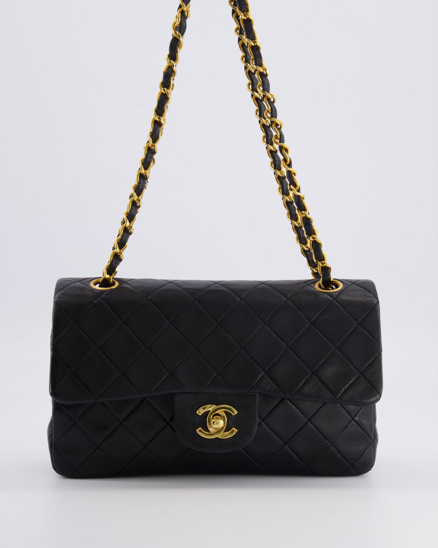 Chanel   Black Small Classic Double Flap Bag in Lambskin Leather with 24k Gold Hardware