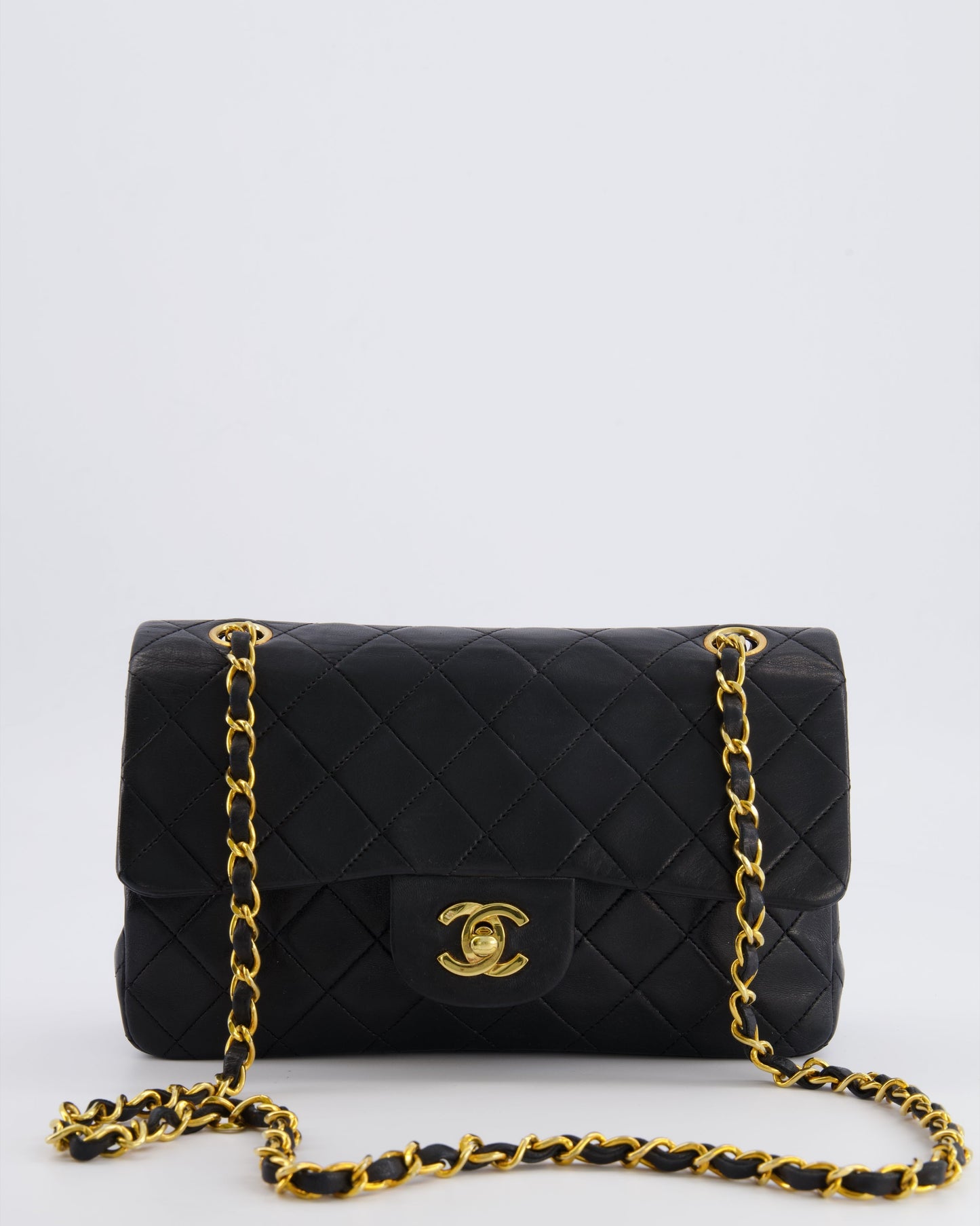 Chanel   Black Small Classic Double Flap Bag in Lambskin Leather with 24k Gold Hardware