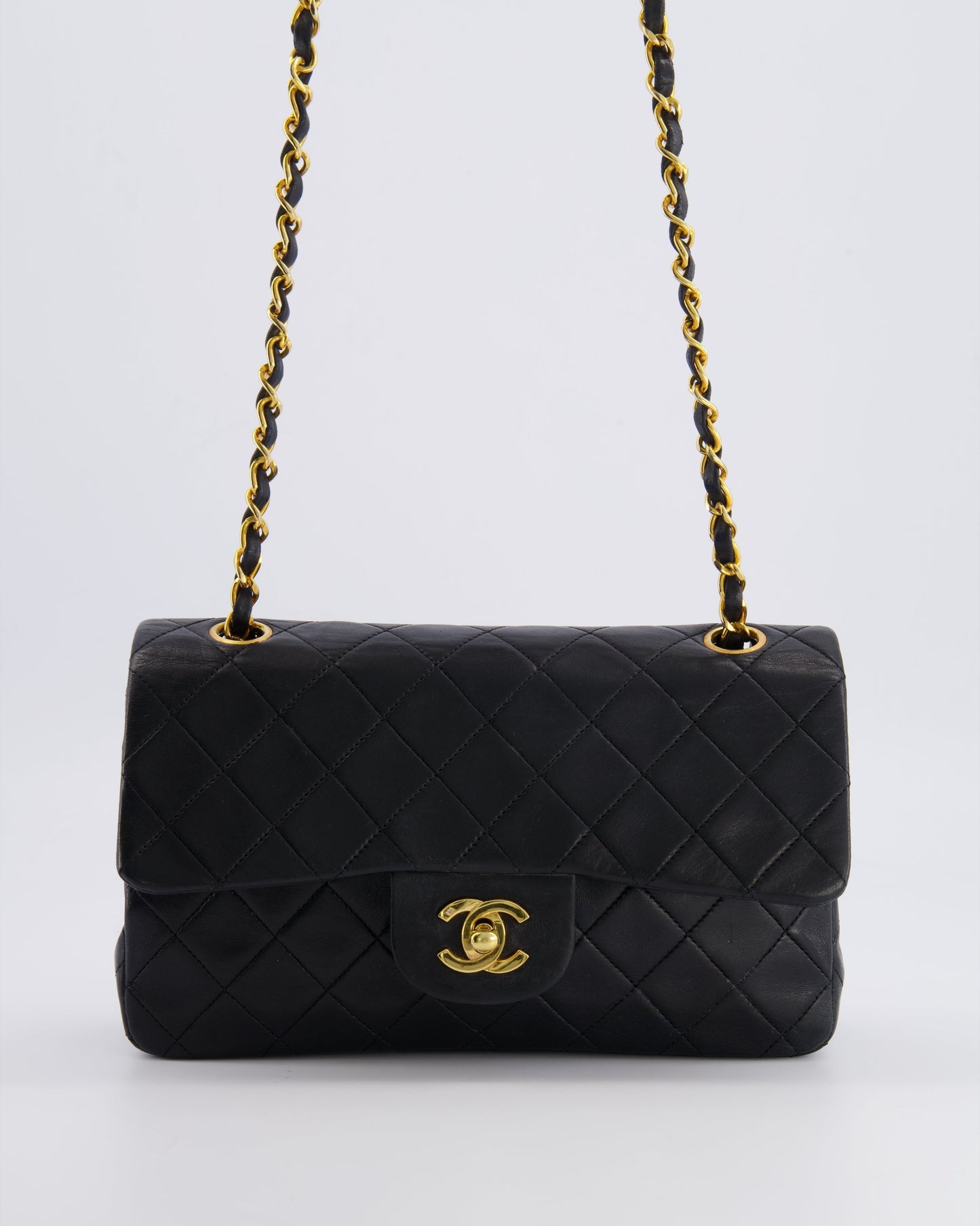 Chanel   Black Small Classic Double Flap Bag in Lambskin Leather with 24k Gold Hardware