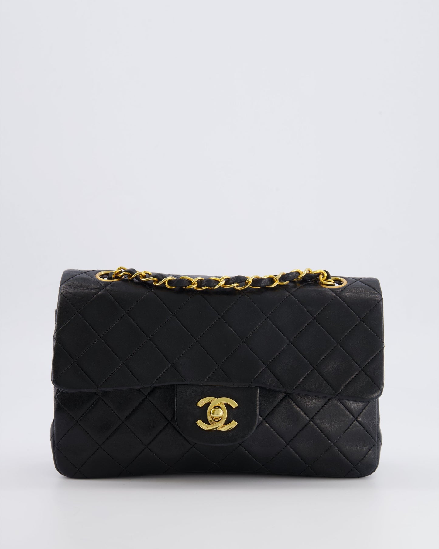 Chanel   Black Small Classic Double Flap Bag in Lambskin Leather with 24k Gold Hardware