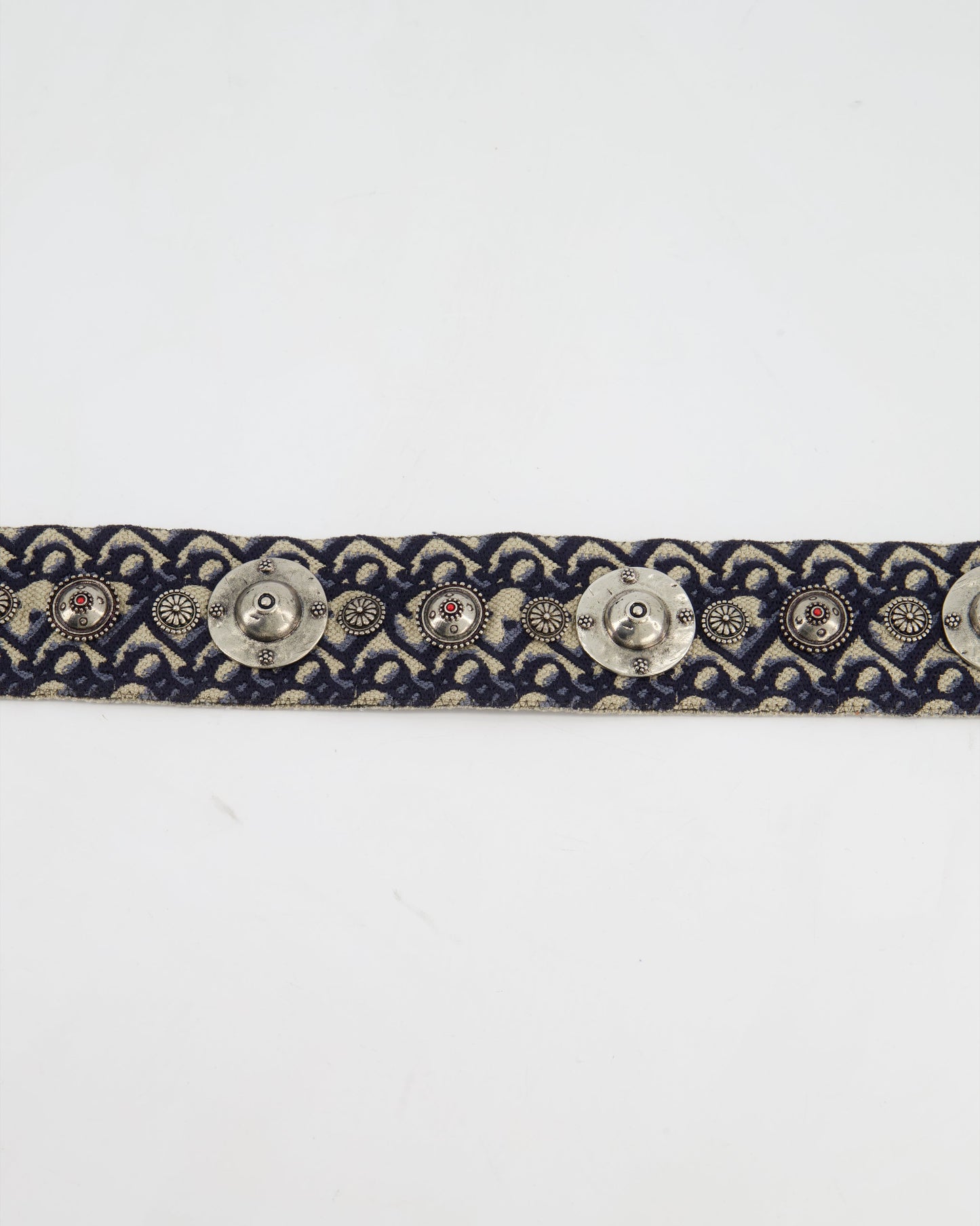 Christian Dior Navy, Cream Oblique Canvas Bag Strap with Silver Studs and Gold Clasps