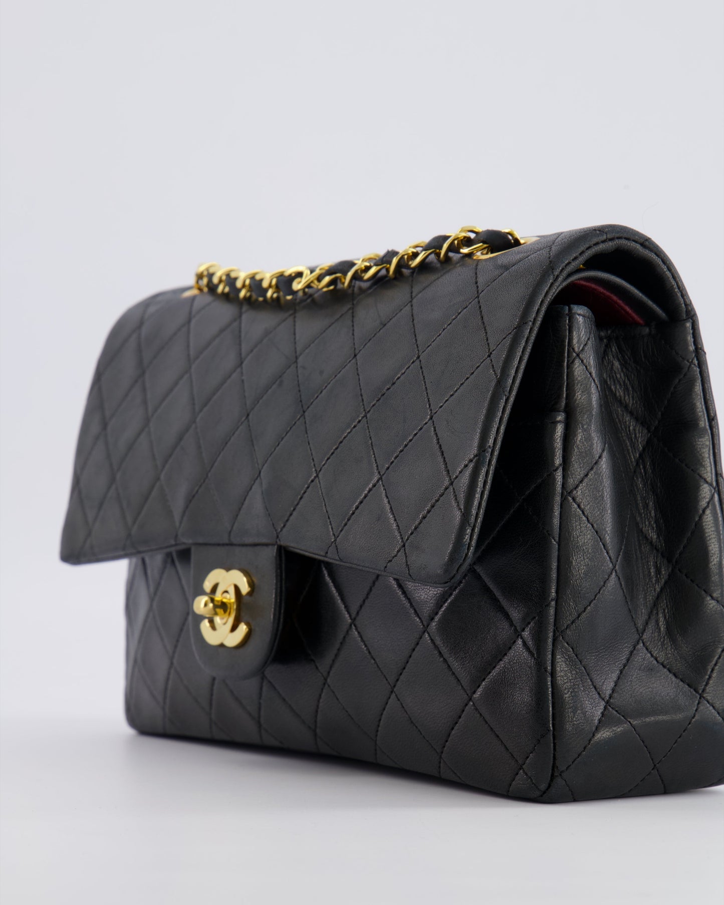 Chanel   Black Medium Classic Double Flap Bag in Lambskin Leather with 24K Gold Hardware