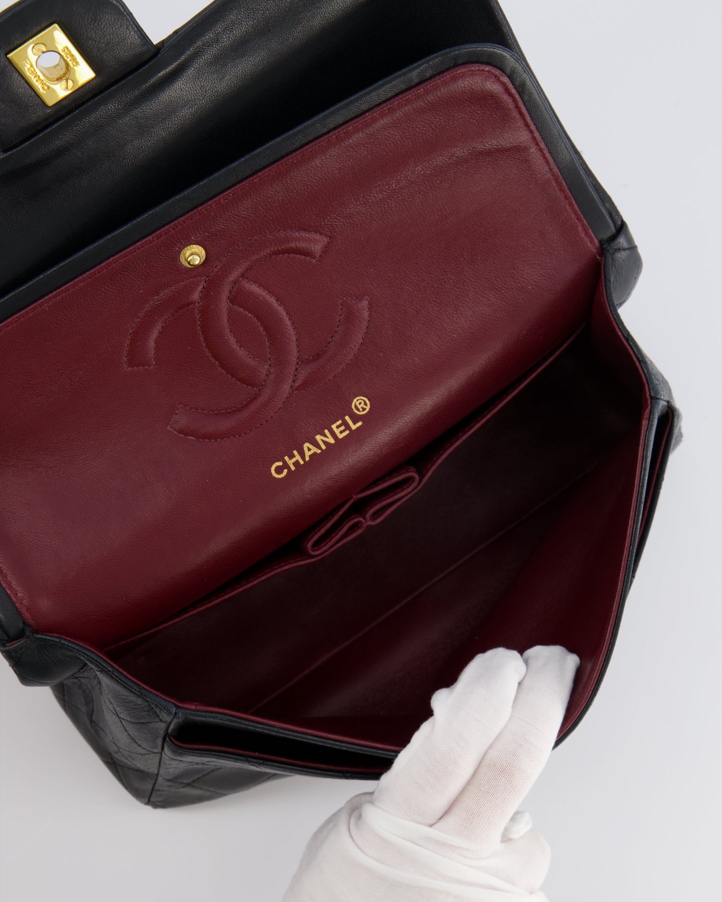 Chanel   Black Medium Classic Double Flap Bag in Lambskin Leather with 24K Gold Hardware