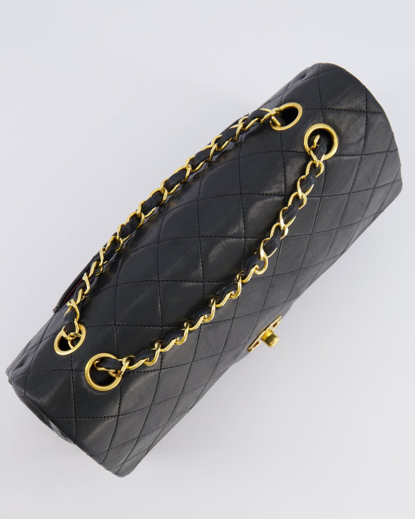 Chanel   Black Medium Classic Double Flap Bag in Lambskin Leather with 24K Gold Hardware