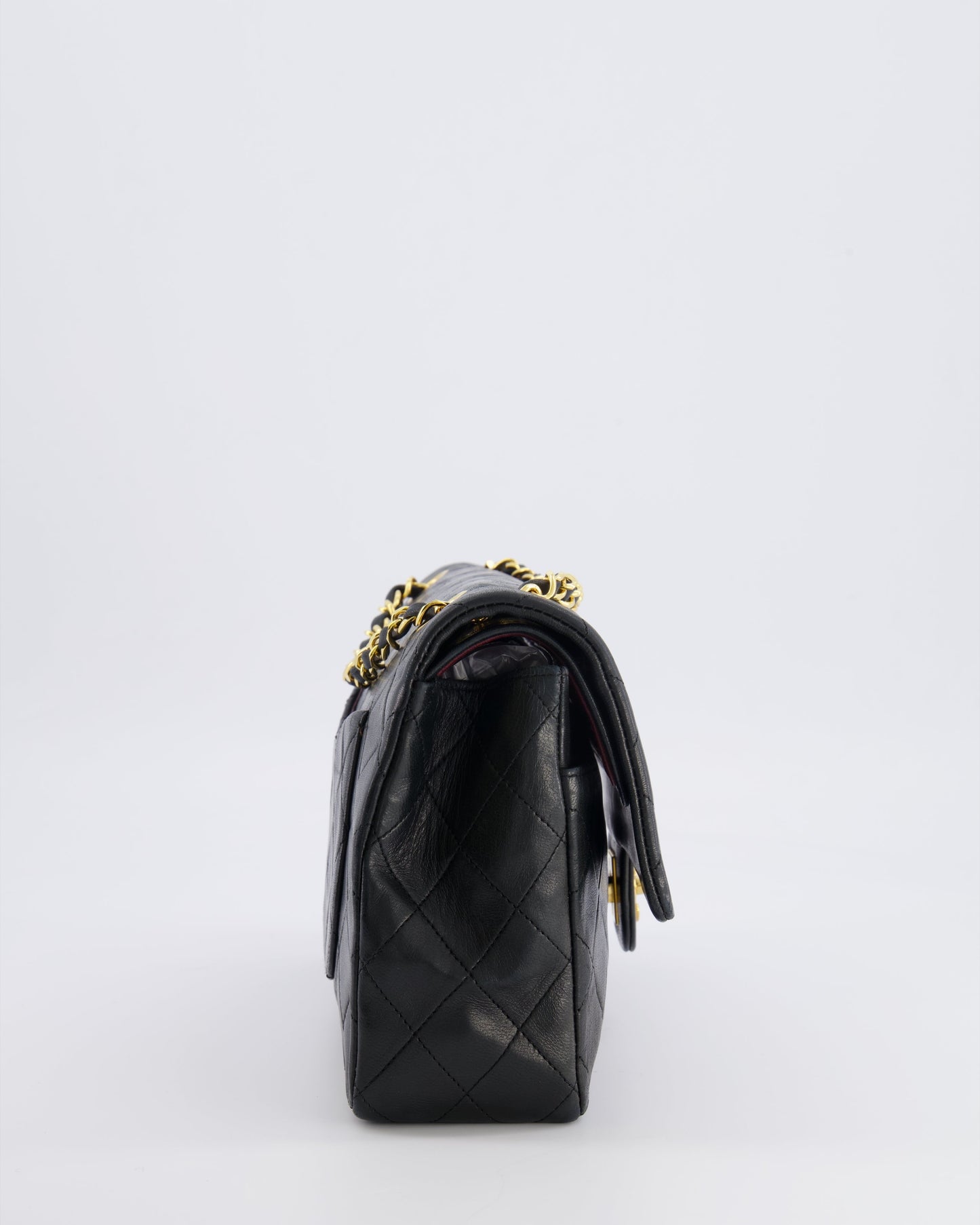 Chanel   Black Medium Classic Double Flap Bag in Lambskin Leather with 24K Gold Hardware