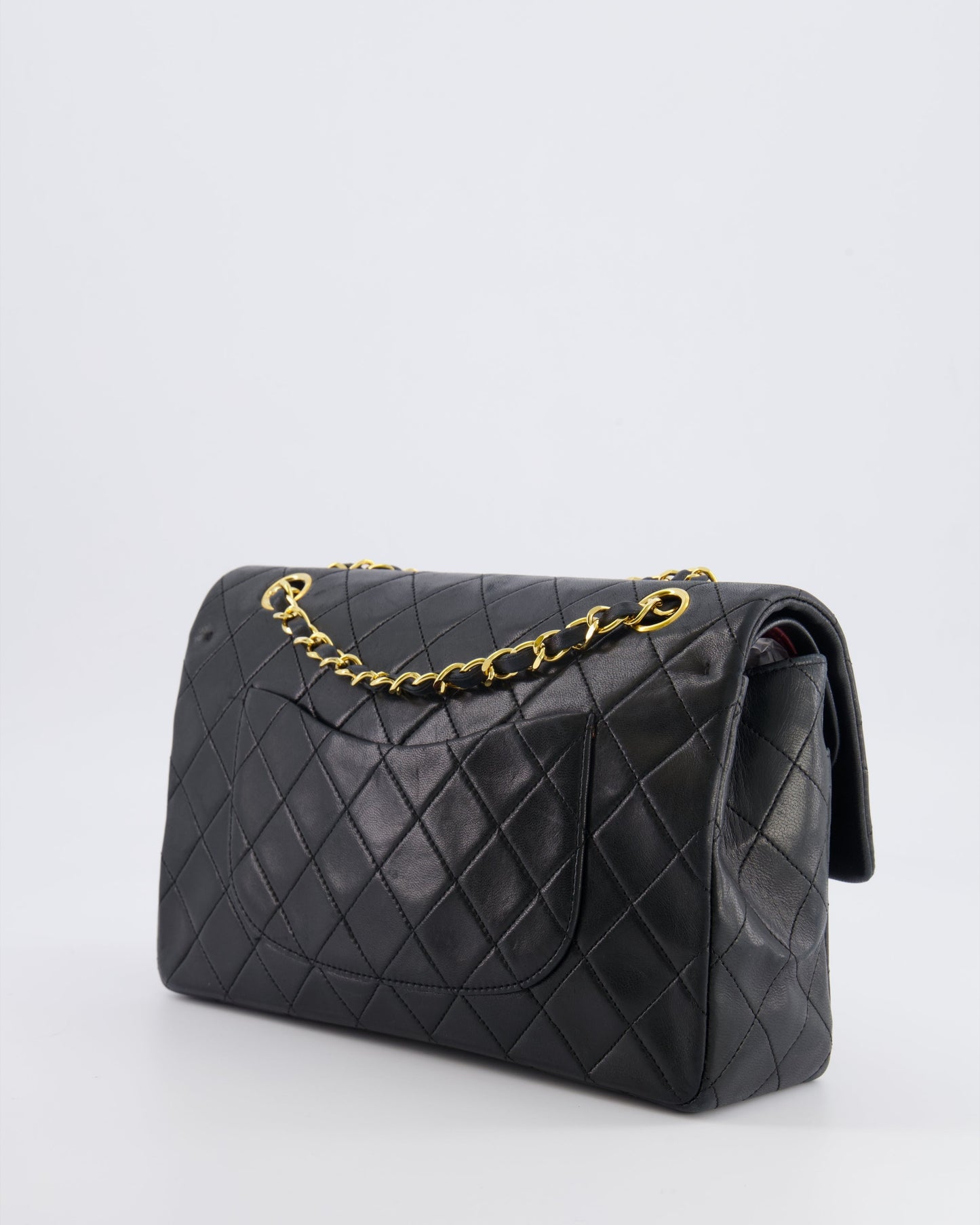 Chanel   Black Medium Classic Double Flap Bag in Lambskin Leather with 24K Gold Hardware