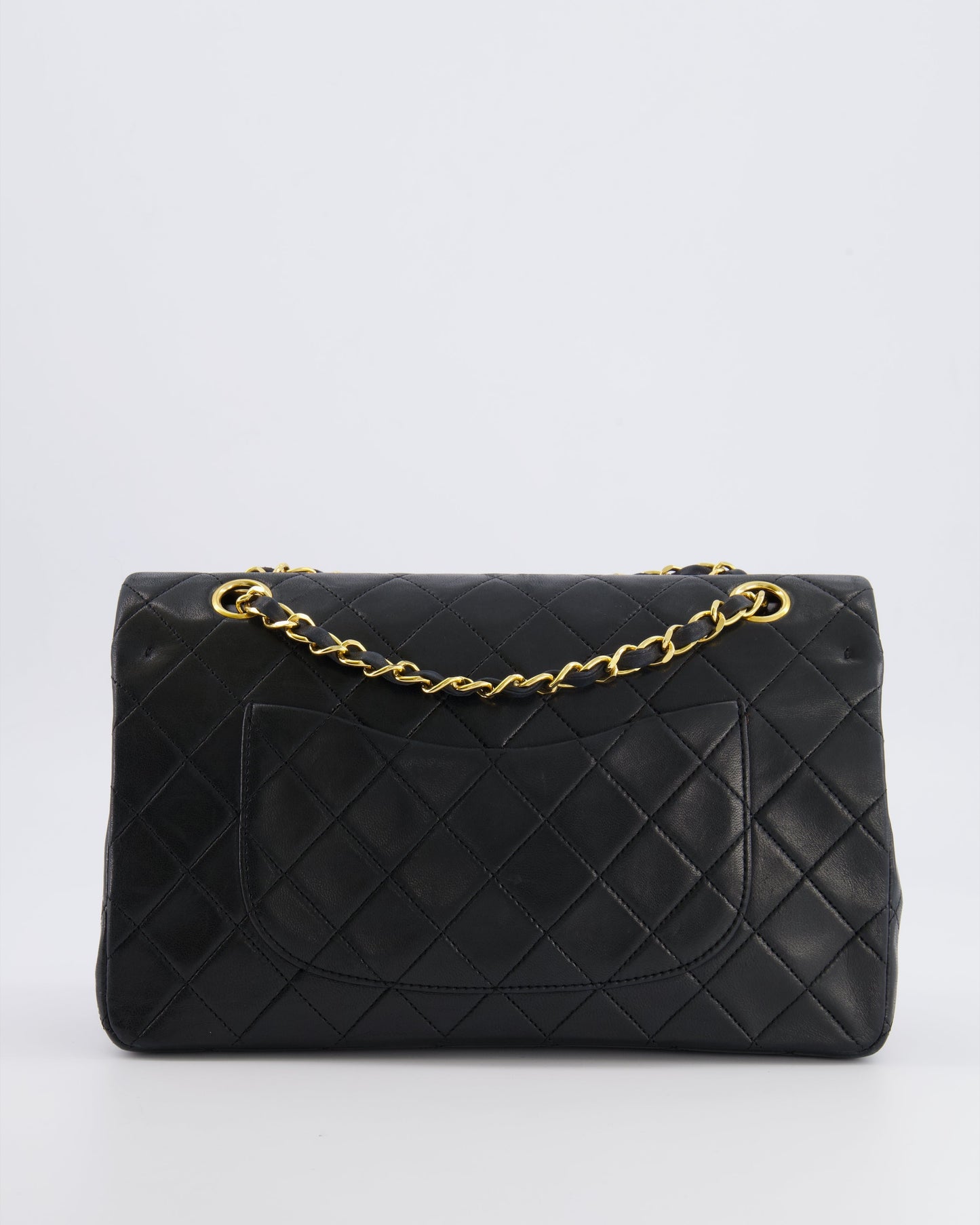 Chanel   Black Medium Classic Double Flap Bag in Lambskin Leather with 24K Gold Hardware