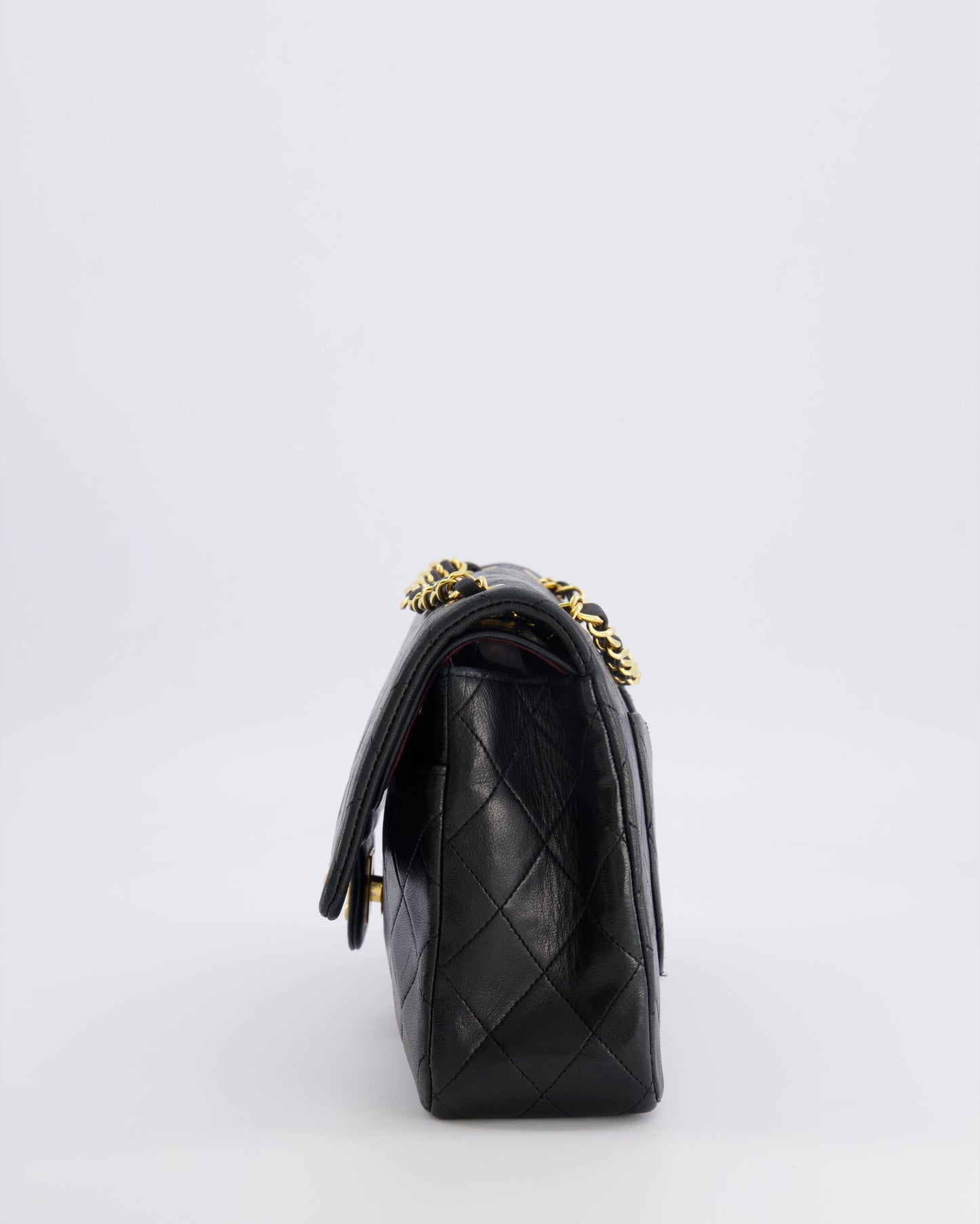 Chanel   Black Medium Classic Double Flap Bag in Lambskin Leather with 24K Gold Hardware