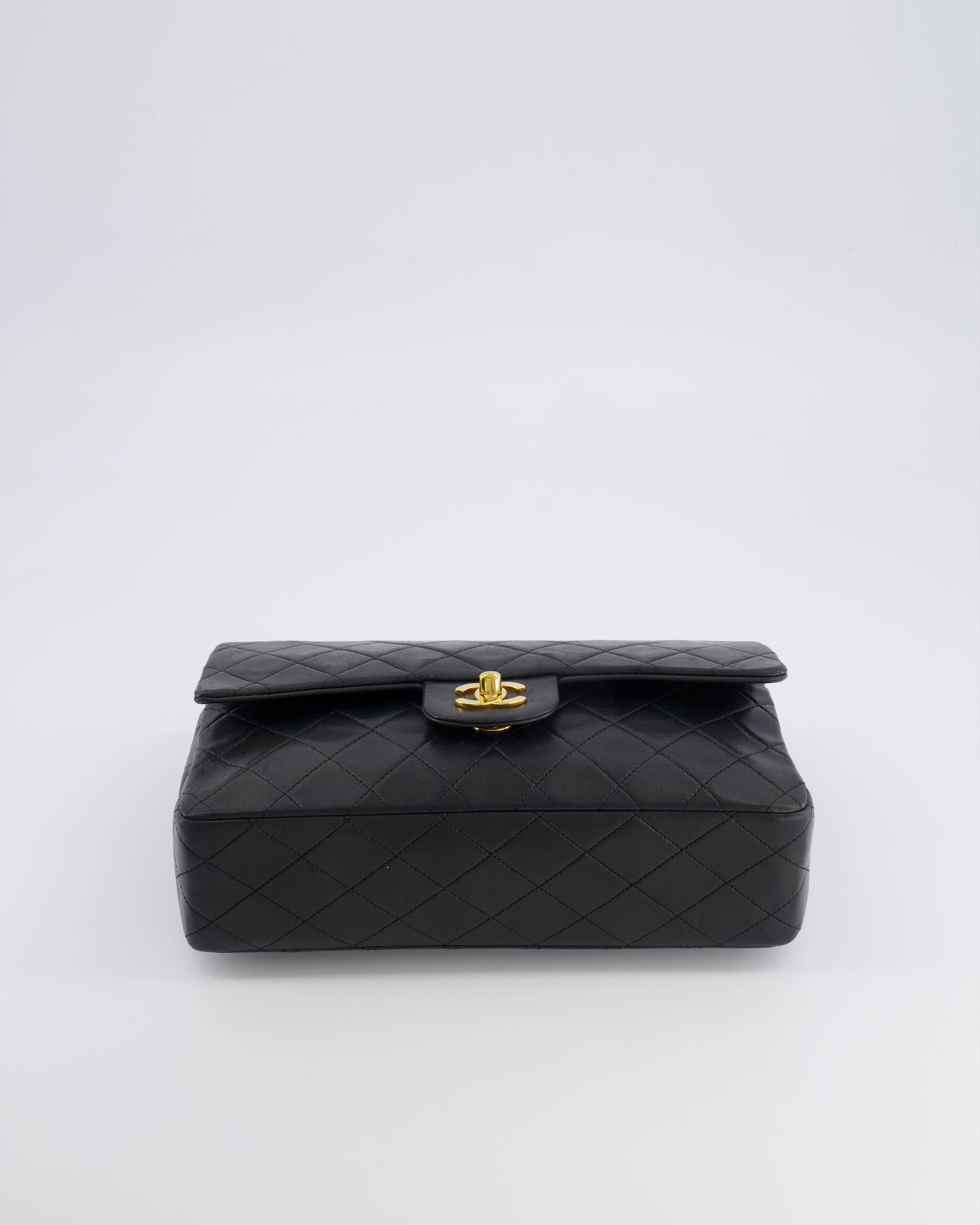 Chanel   Black Medium Classic Double Flap Bag in Lambskin Leather with 24K Gold Hardware