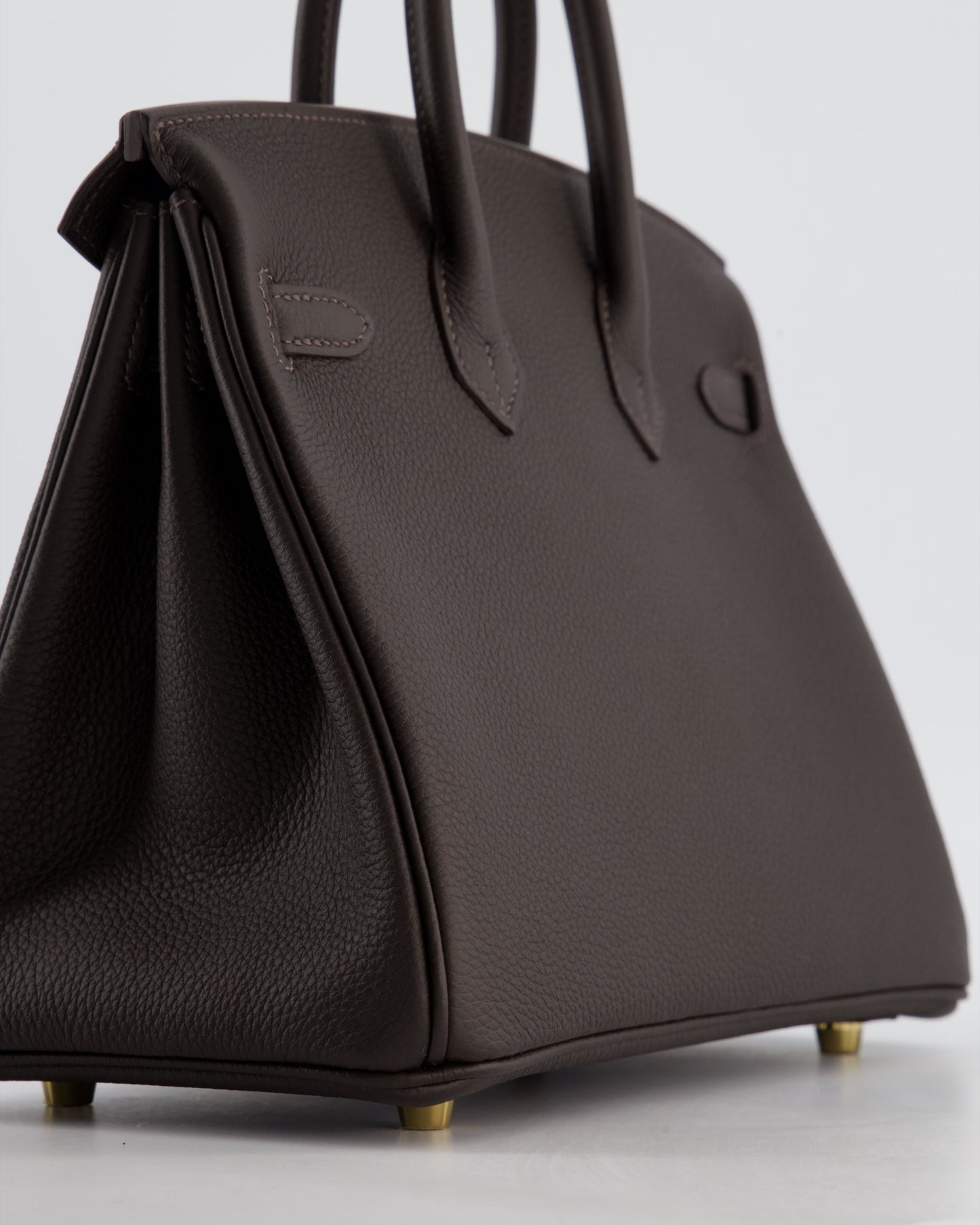 *HOT COLOUR* Hermès Birkin 25 Retourne Bag in Bai Brun Togo Leather with Permabrass Hardware