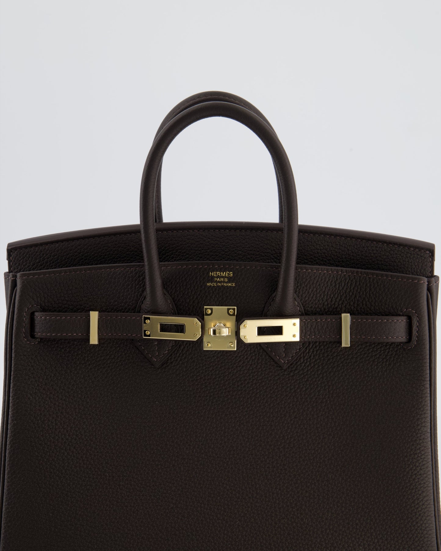 *HOT COLOUR* Hermès Birkin 25 Retourne Bag in Bai Brun Togo Leather with Permabrass Hardware
