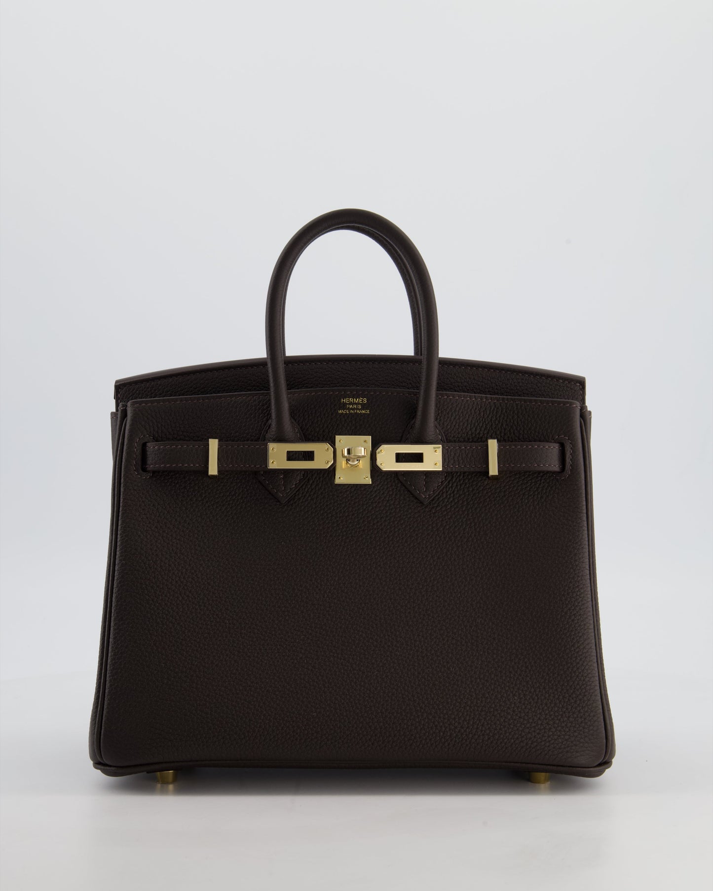 *HOT COLOUR* Hermès Birkin 25 Retourne Bag in Bai Brun Togo Leather with Permabrass Hardware