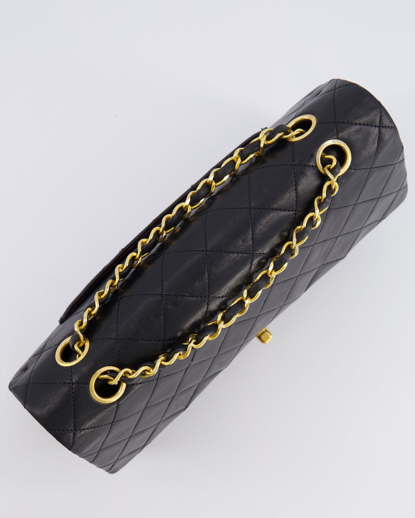 Chanel   Black Medium Classic Double Flap Bag in Lambskin Leather with 24K Gold Hardware