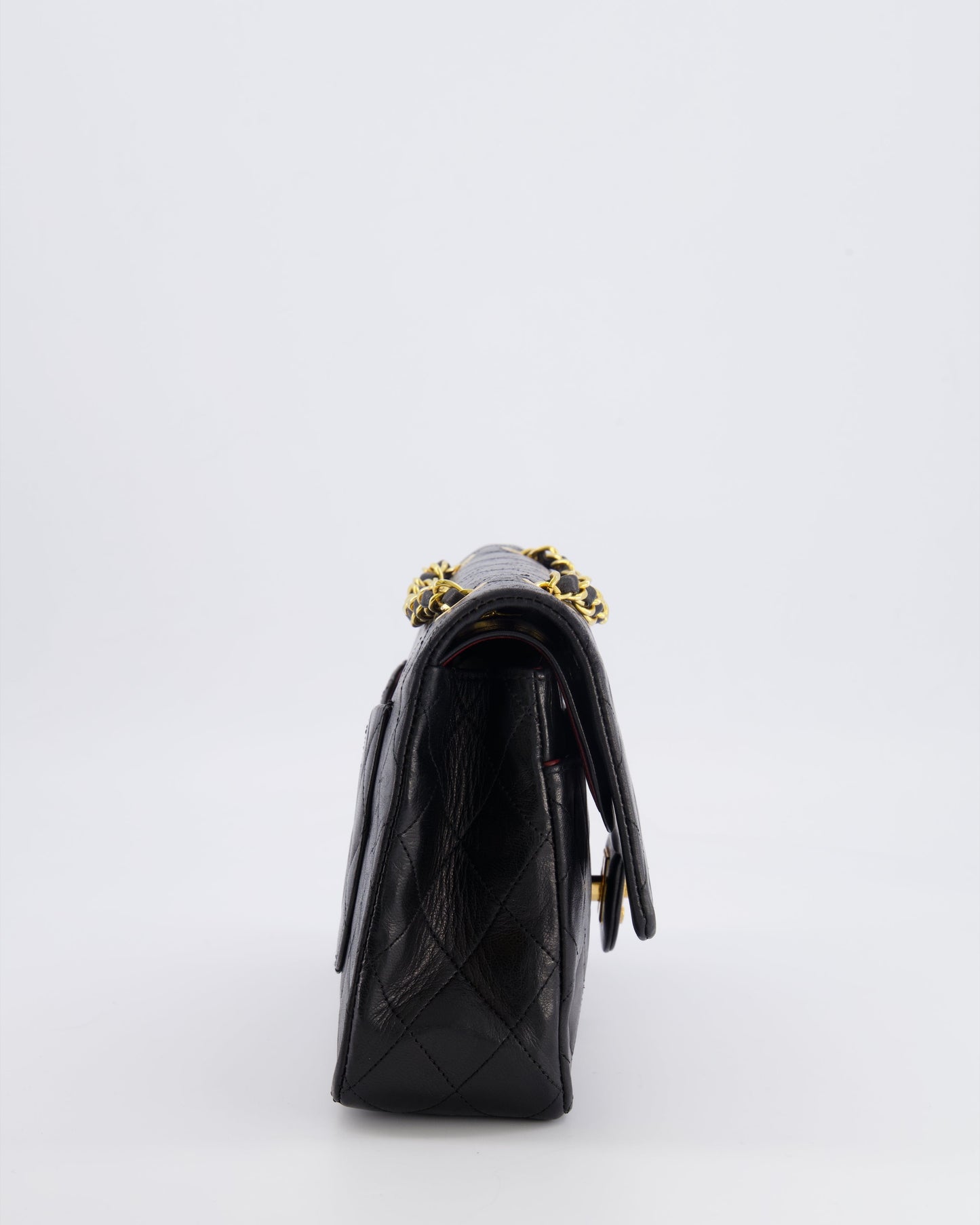 Chanel   Black Medium Classic Double Flap Bag in Lambskin Leather with 24K Gold Hardware